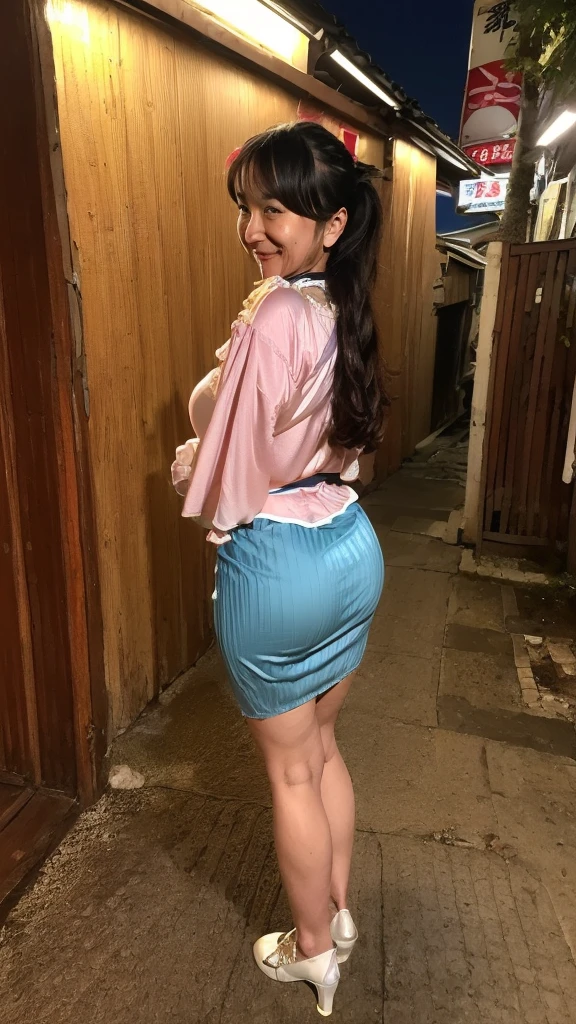 big booty judy bbw asian babe smiling in a castle. She is wearing a white tigress dress
