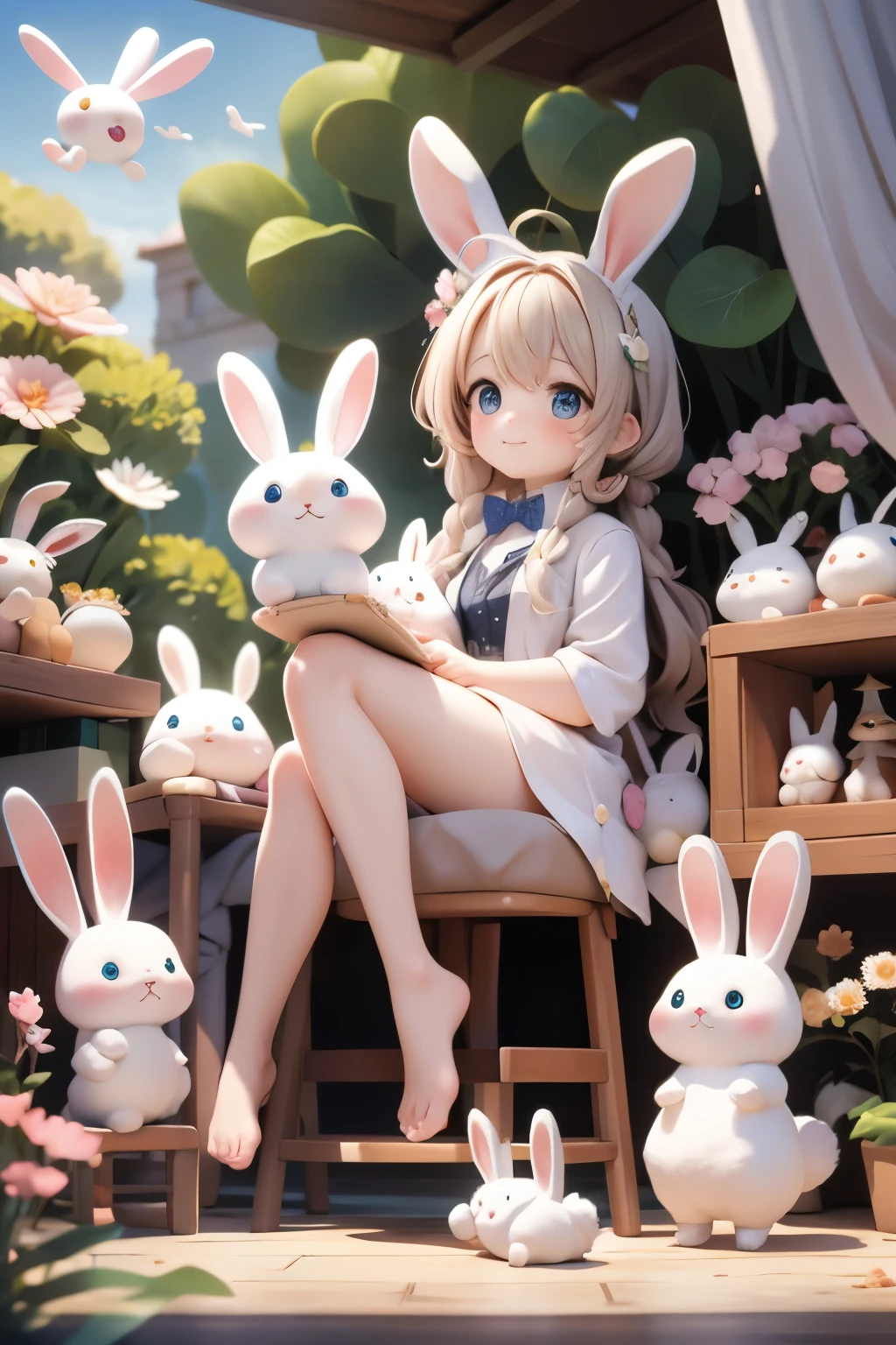 Surrealism、dream-like、 Cute rabbit、Fantasy creatures