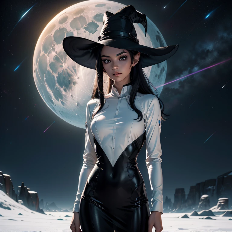 A breathtakingly beautiful alien girl from the distant planet of Vulcan, with her captivating pointed ears and an age of only 22, proudly sports an intriguing alien hairstyle and wears an extraordinary, radiant dress. Standing face-to-face with her is a stern-looking 29-year-old FBI officer, dressed in a crisp black suit, pristine white shirt, and an ominous black hat. The entire scene unfolds before us on the striking, full-color cover of the esteemed "Time" magazine. With the bold headline "First Alien Busted!" prominently displayed, this intriguing tableau is surrounded by