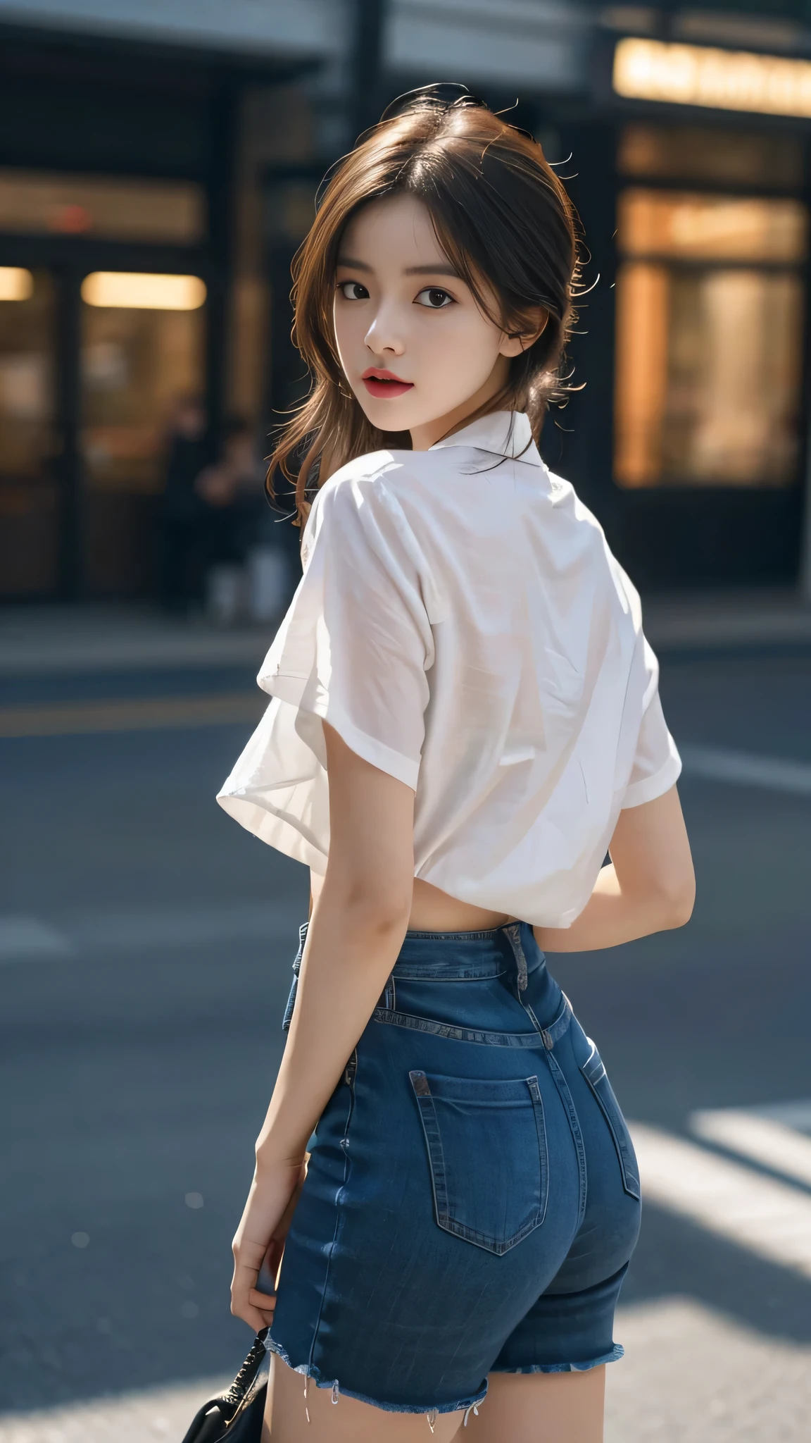 best quality,masterpiece,ultra high resolution,(actual:1.4),original photo,ultra high definition,8k,there is a girl,fashionable clothes, RAW photo, CG rendering, Blurred background, deep shadow, 16K, bokered, Very detailed, wallpaper, depth of field, movie light, Ray tracing
