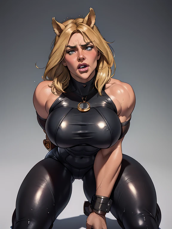 (best quality,4k,8k,highres,masterpiece:1.2),ultra-detailed,(realistic,photorealistic,photo-realistic:1.37),beautiful ((Power girl)),muscular,beautiful detailed eyes,beautiful detailed lips,longeyelashes,dark blond hair cascading down her shoulders,black leather pants,light beige sweater,full body,strong lighting,soft warm colors,blurred background,neutral expression, restrained in a sunlit city in ruins, (cameltoe), ((bound, restrained, kidnapped)), (((chained))), (((beaten by men))), (((hit in cheek:1.2))), (((violent hit action:1.2))), (((punched in the face:1.2))), (((fast movement effect:1.2))), (((assaulted by big horse penis:1.2)))