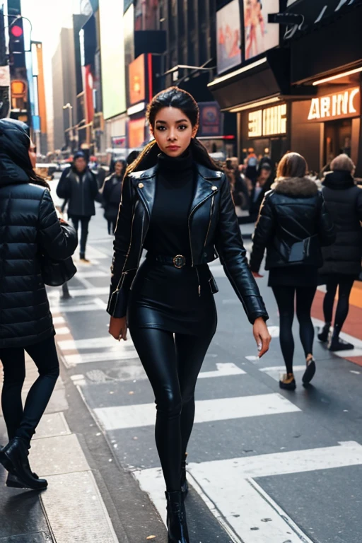 As she walks through the streets of New York City, the stunning woman exudes an air of confidence and success, turning heads with every step.