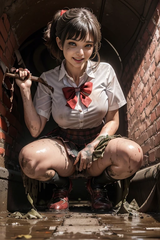 waistband of skirt is at the point above chest , school girl big breast , school girl , skirt dark red , plaid skirt , pleated skirt , Tight shirt , dirty white Shirt , red bow red knot , top-quality、crisp photos、((Brick underground tunnel、Foul-smelling sewer、Littered with filth、Sewage channels full of feces、a lot of garbage and junk、The dirtiest sewer))、Bricks are covered with moss、((beautiful a girl、Constricted waist、Neat face、Most beautiful face 、Refreshing look、Pleasant look、Happy expression、Joy covered in filth、Glad to get dirty))、(Tangier) 、Lying face down on filth、Girl with beautiful ass、Scoop out filth with both hands、Beautiful girl is covered in mud、The joy of lying in dirty sewage))、(((I want to smear filth all over my body.、A large amount of sewage flows down the head、The whole body is full of filth、Stick out your buttocks and open your legs、a large amount of dirty garbage and waste,,、Heaps of garbage)) ,