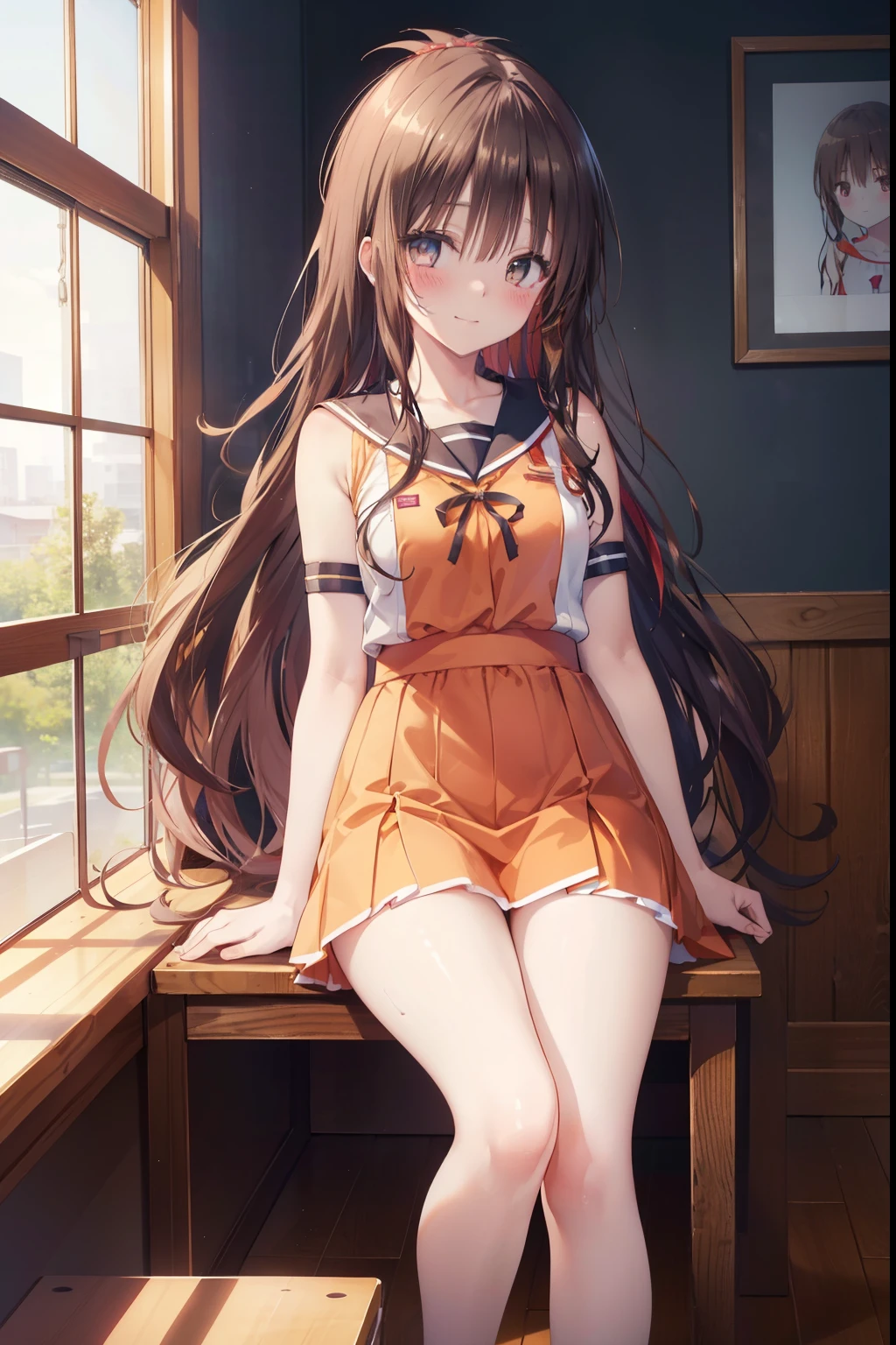 Mikan Yuuki,,blush,smile,Captivating thighs、Beautiful bare legs, In uniform
(masterpiece:1.2), highest quality, High resolution, unity 8k wallpaper, (shape:0.8), (Beautiful and beautiful eyes:1.6), Highly detailed face, Perfect lighting, Highly detailed CG, (Perfect hands, Perfect Anatomy),