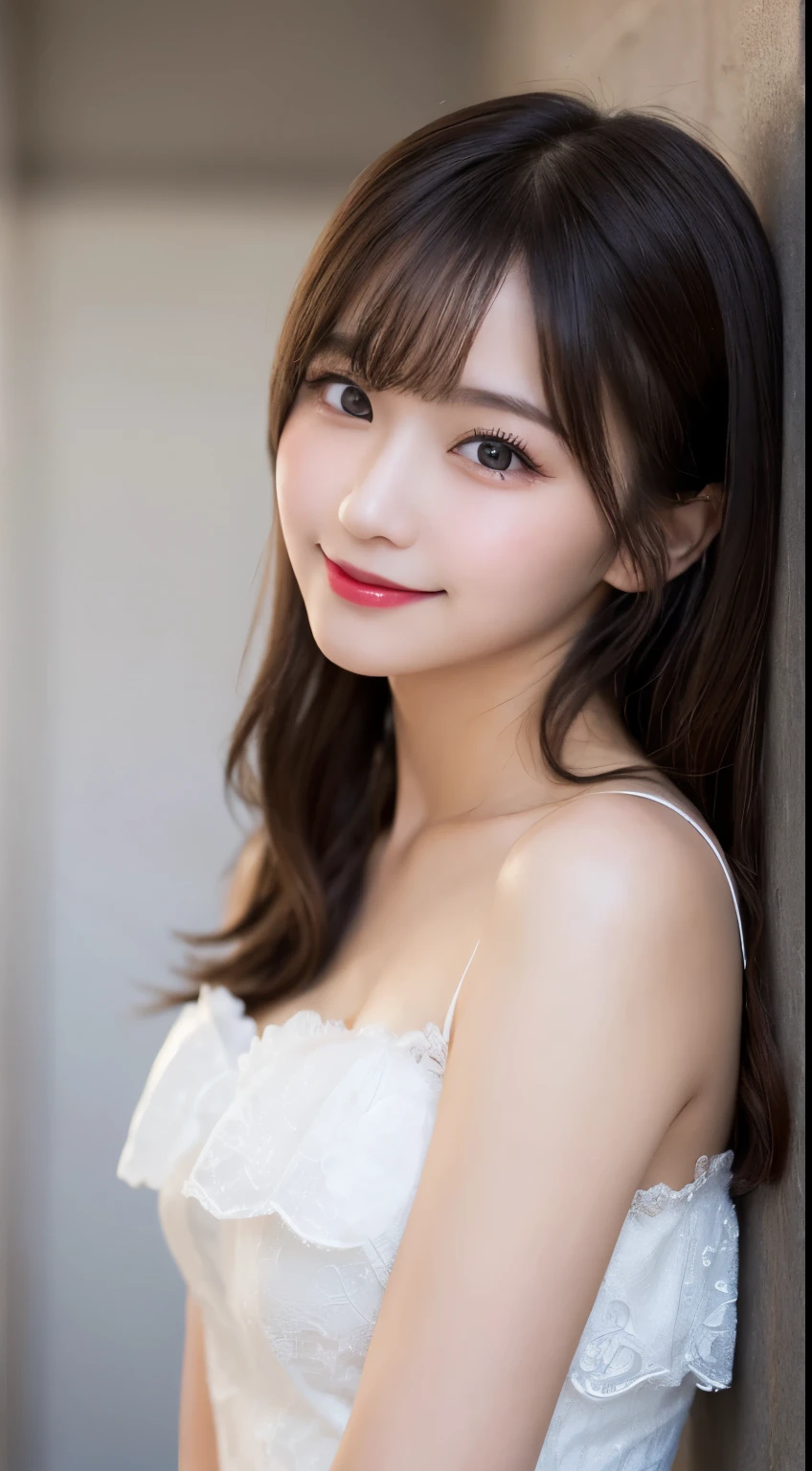 Tabletop, highest quality, shape, Very detailed, finely, High resolution, 8k wallpaper, 完璧なダイナミックな構shape, Beautiful and detailed,ランダムなcute髪,,Natural color lip, Bold sexy pose,smile、20-year-old girl、cute、Looking at the camera,Always blur the background,Perfect and beautiful face,Slim face and figure,Big eyes、Putting on gal makeup,Small face,Shooting from below、Blurred Background,Elegant feminine face、smile、Actual Photos、Adult ta Fashion