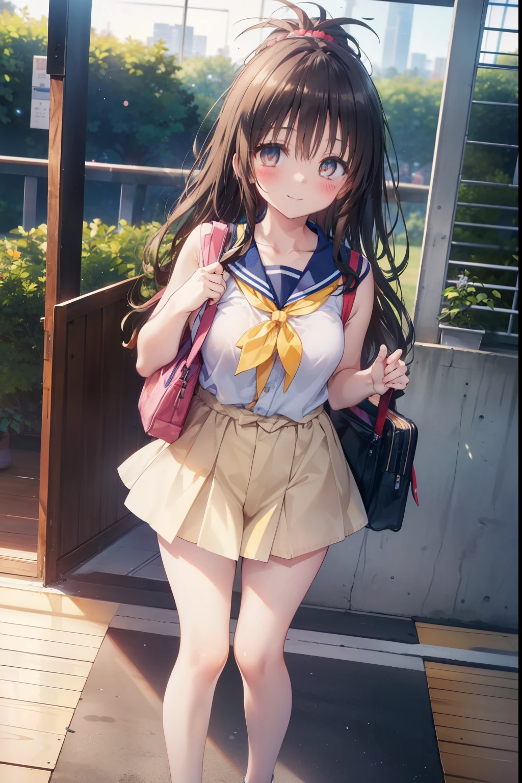 Mikan Yuuki,,blush,smile,Captivating thighs、Beautiful bare legs, Cute and sexy outfit、Carrying a school bag、primary school、Primary school students
（masterpiece:1.2), highest quality, High resolution, unity 8k wallpaper, (shape:0.8), (Beautiful and beautiful eyes:1.6), Highly detailed face, Perfect lighting, Highly detailed CG, (Perfect hands, Perfect Anatomy),