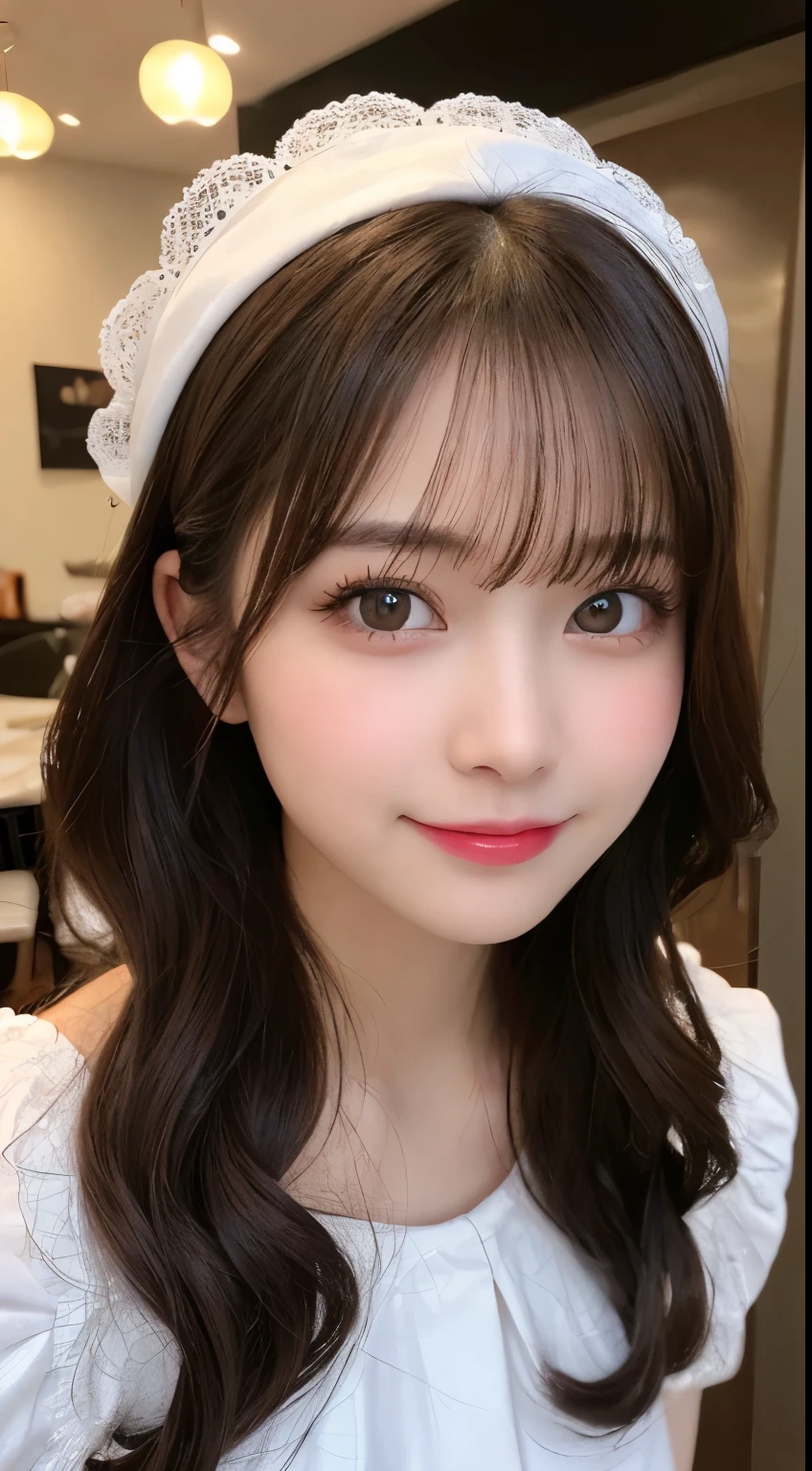 Tabletop, highest quality, shape, Very detailed, finely, High resolution, 8k wallpaper, 完璧なダイナミックな構shape, Beautiful and detailed,ランダムなcute髪,,Natural color lip、25 year old girl、cute、Looking at the camera,Always blur the background,Perfect and beautiful face,Slim face and figure,Big eyes、Putting on gal makeup,Small face,Shooting from below、Blurred Background,Elegant feminine face、Smile、Change pose randomly、Randomly change the shooting angle and position、one person、Adult Fashion、Cinderella