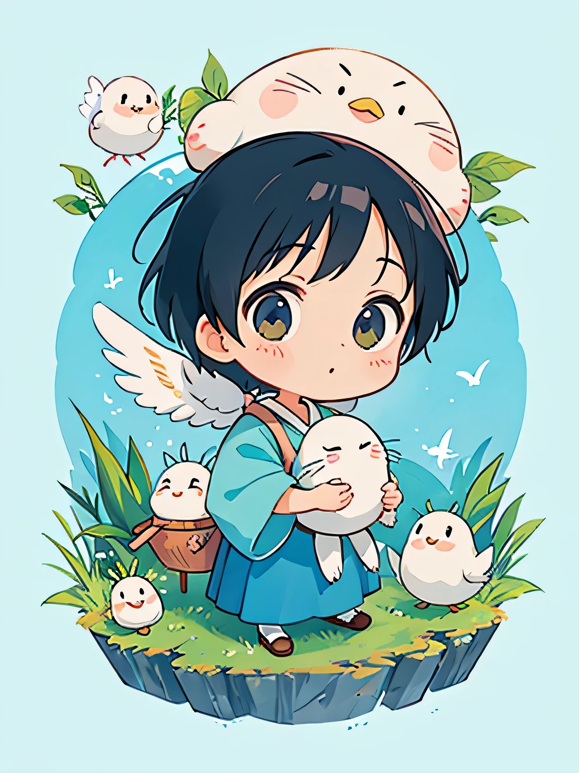 hayao Miyazaki、Kawaii Design, most beautiful girl ever、Chibi, birdie、High walls