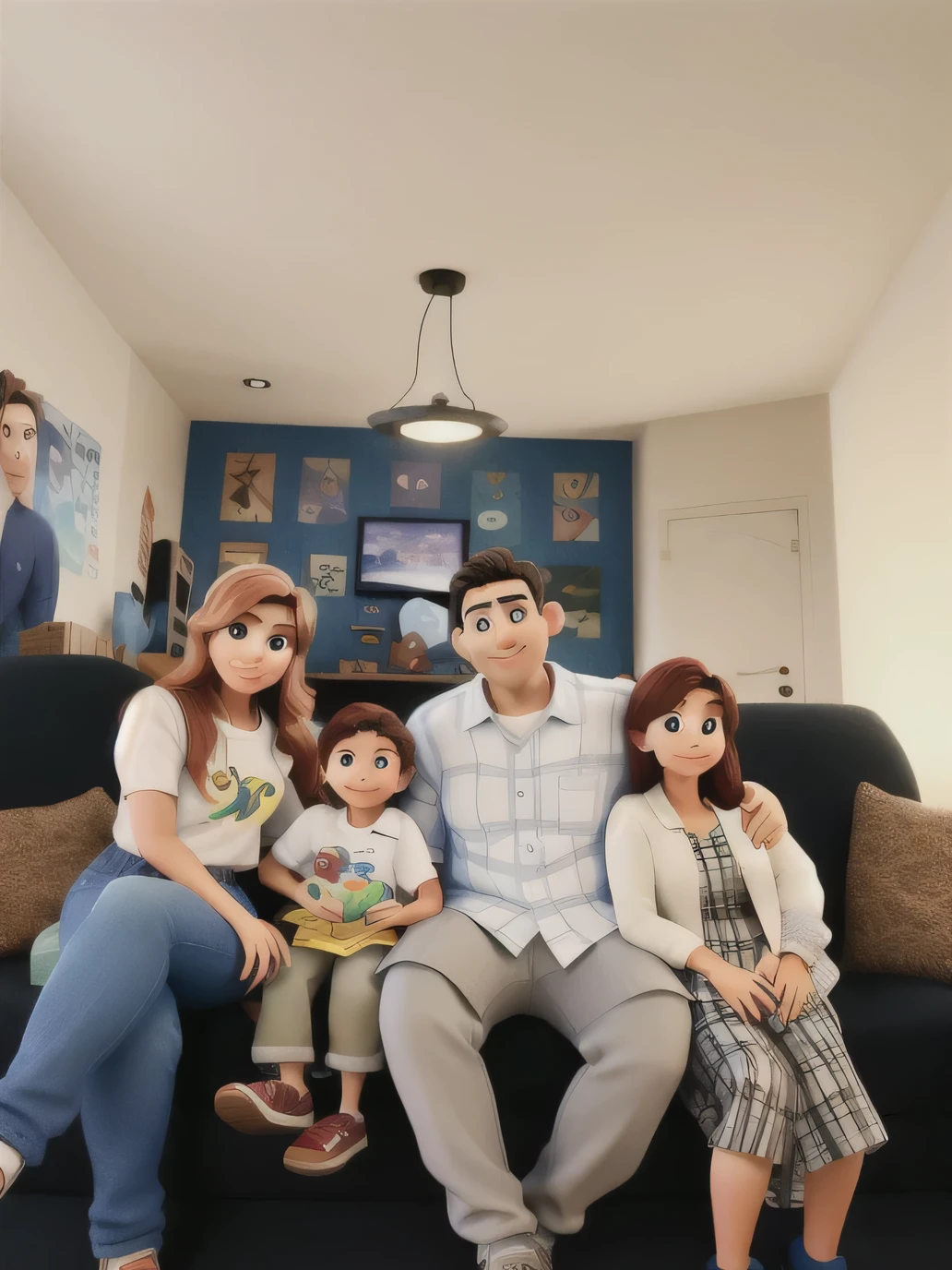 Pixar-style family, alta qualidade, melhor qualidade.