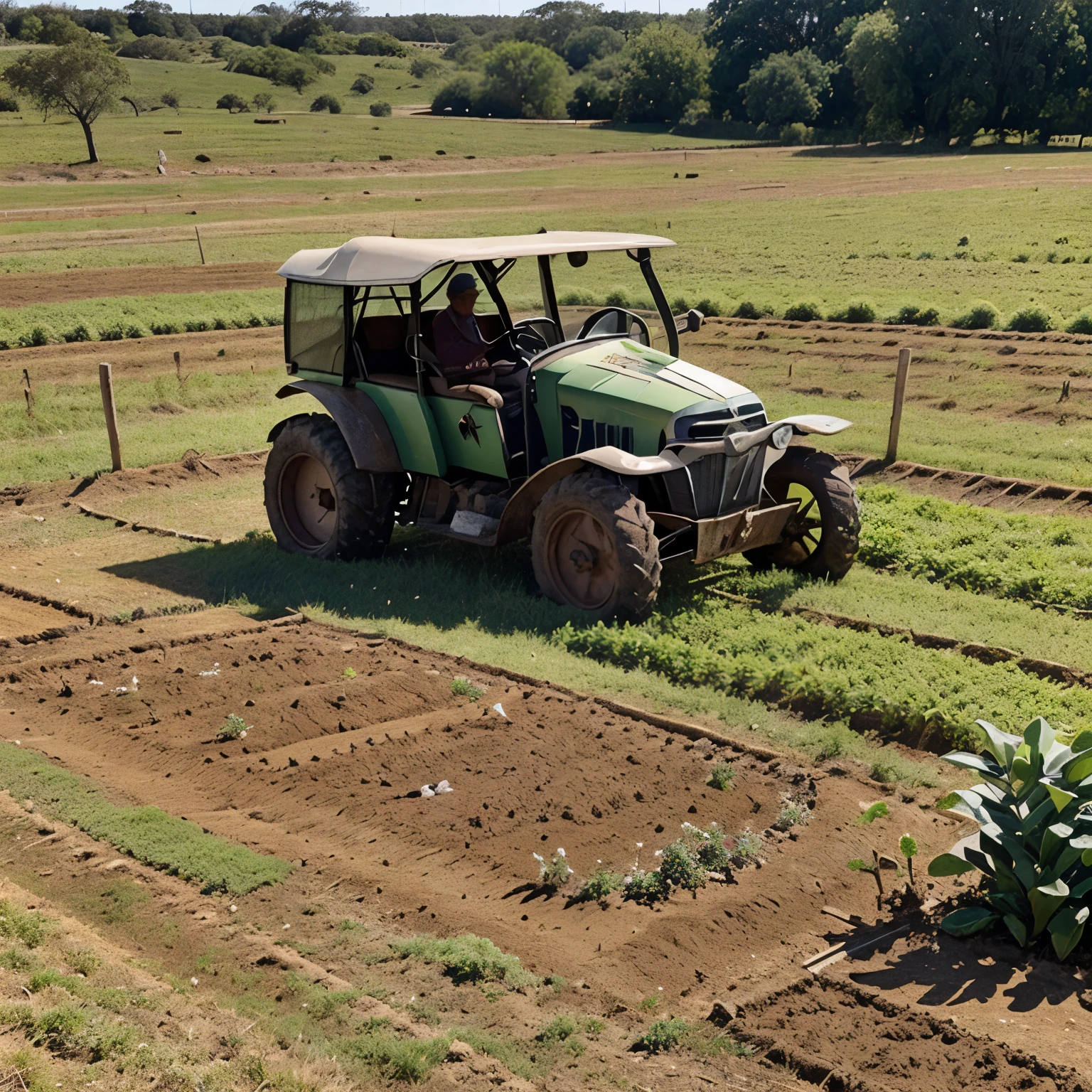 Create a old farmers with he's farm and then a sad fairy soil, fairy plants fairy animals at the side and then put a picture that gives the image more impact that has lesson we need help the soil