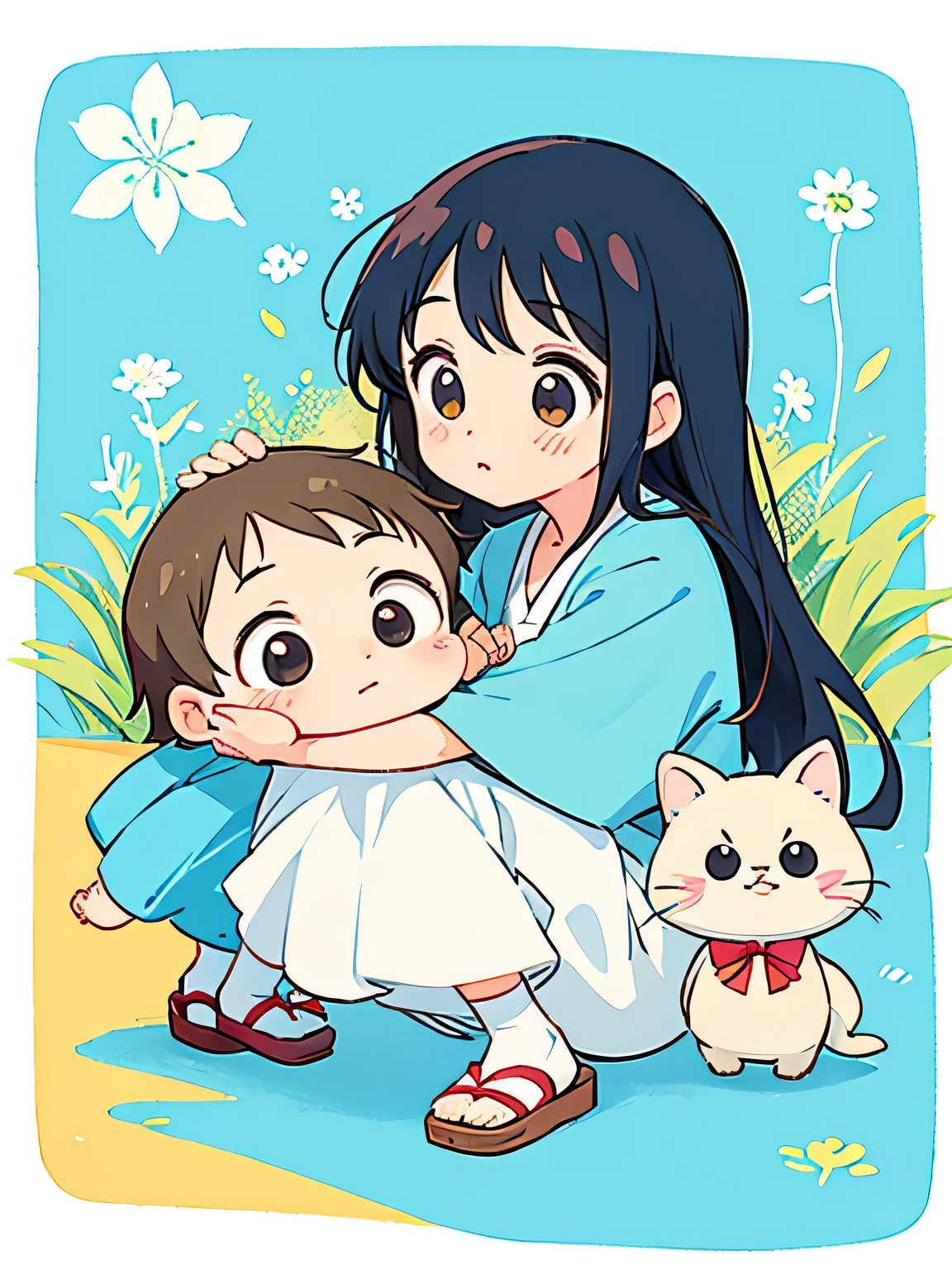 hayao Miyazaki、Kawaii Design, most beautiful girl ever、Chibi, hug with her mother