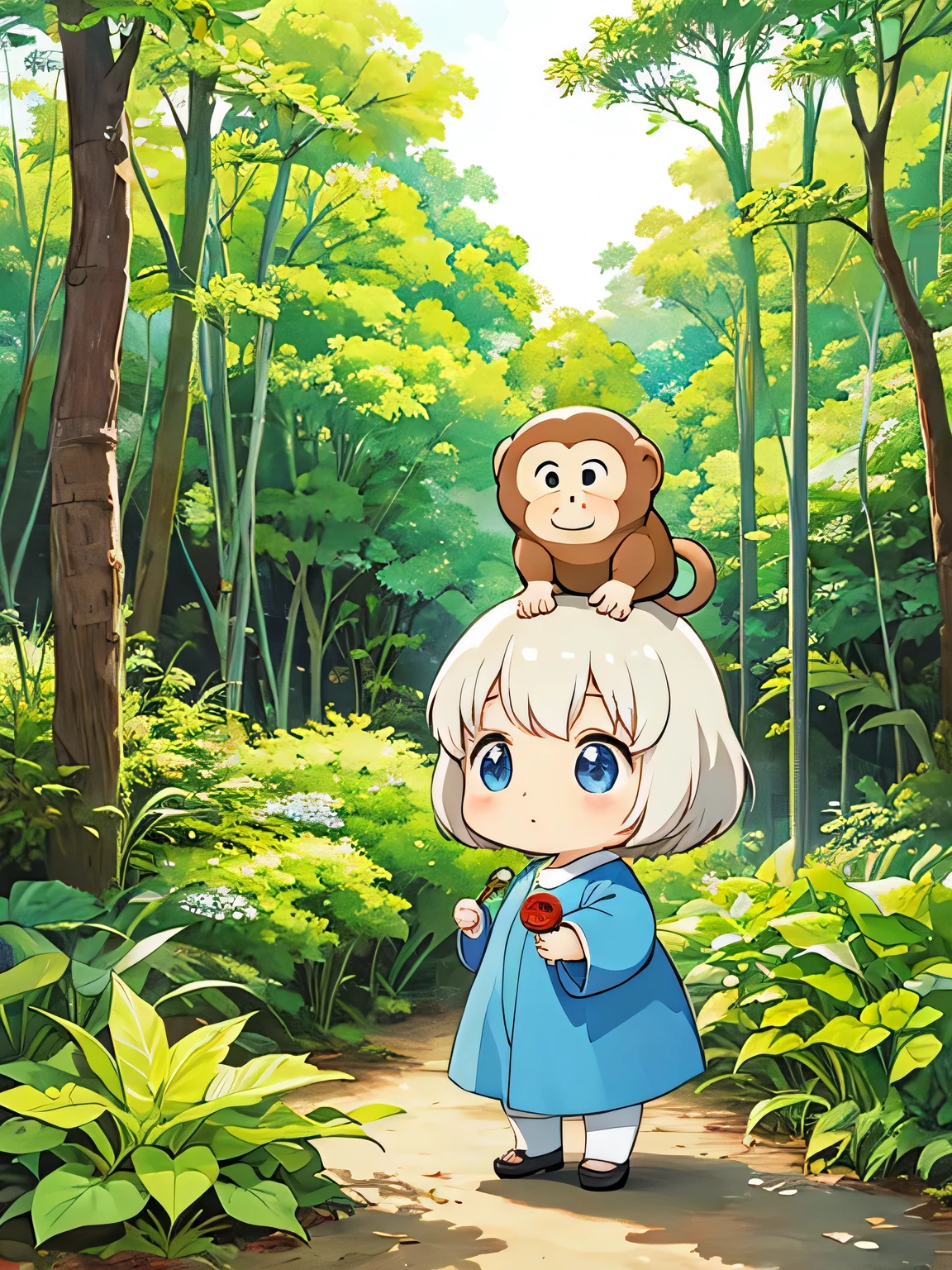 hayao Miyazaki、Kawaii Design, most beautiful girl ever、Chibi, monkey、monkey Forest