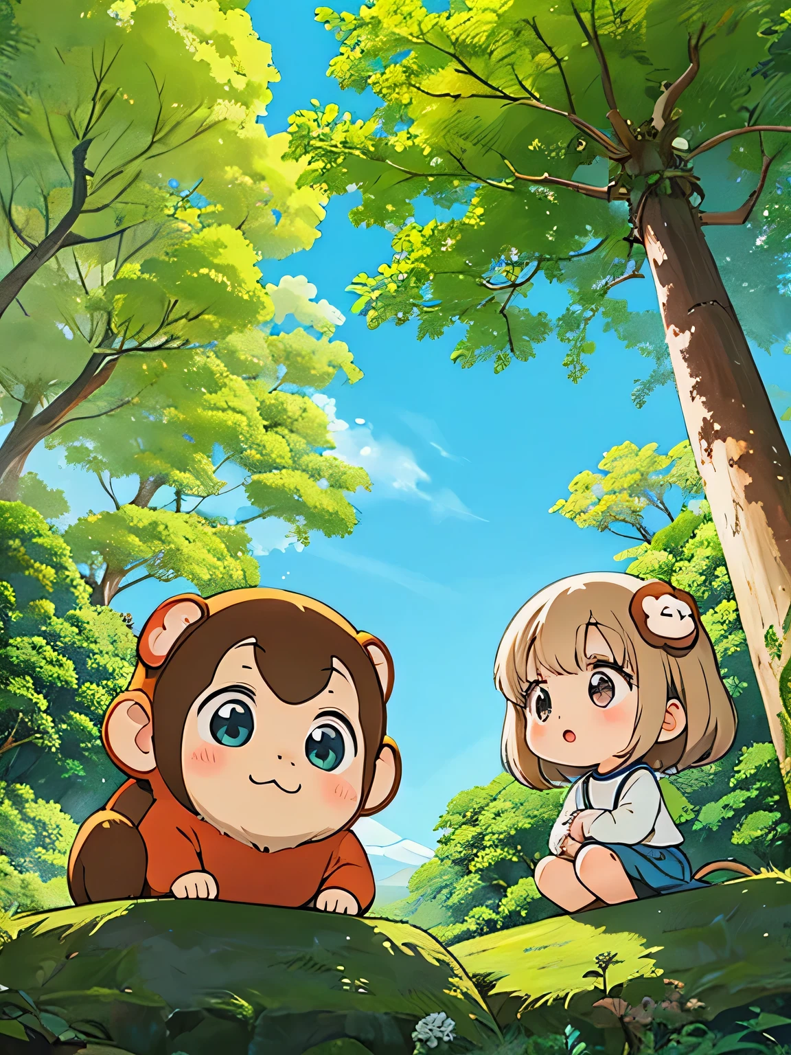 hayao Miyazaki、Kawaii Design, most beautiful girl ever、Chibi, monkey、monkey Forest