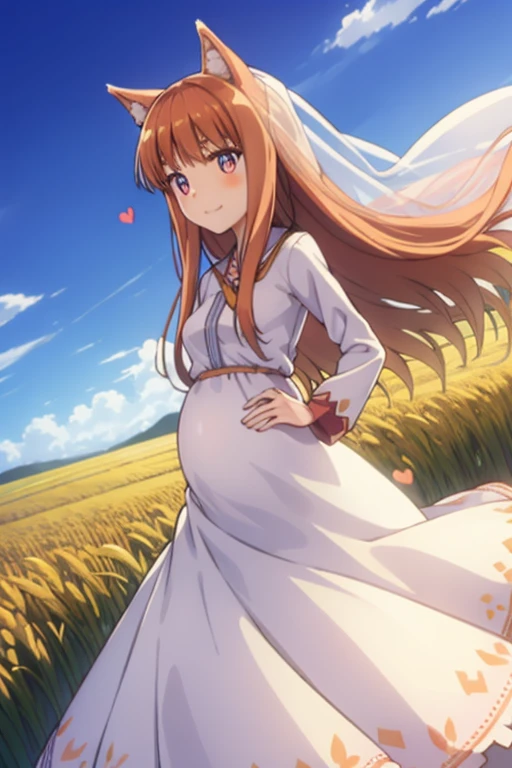 Horo/Holo,Wheat field,carriage,Wedding dress,pregnancy,Eyes are hearts,smile