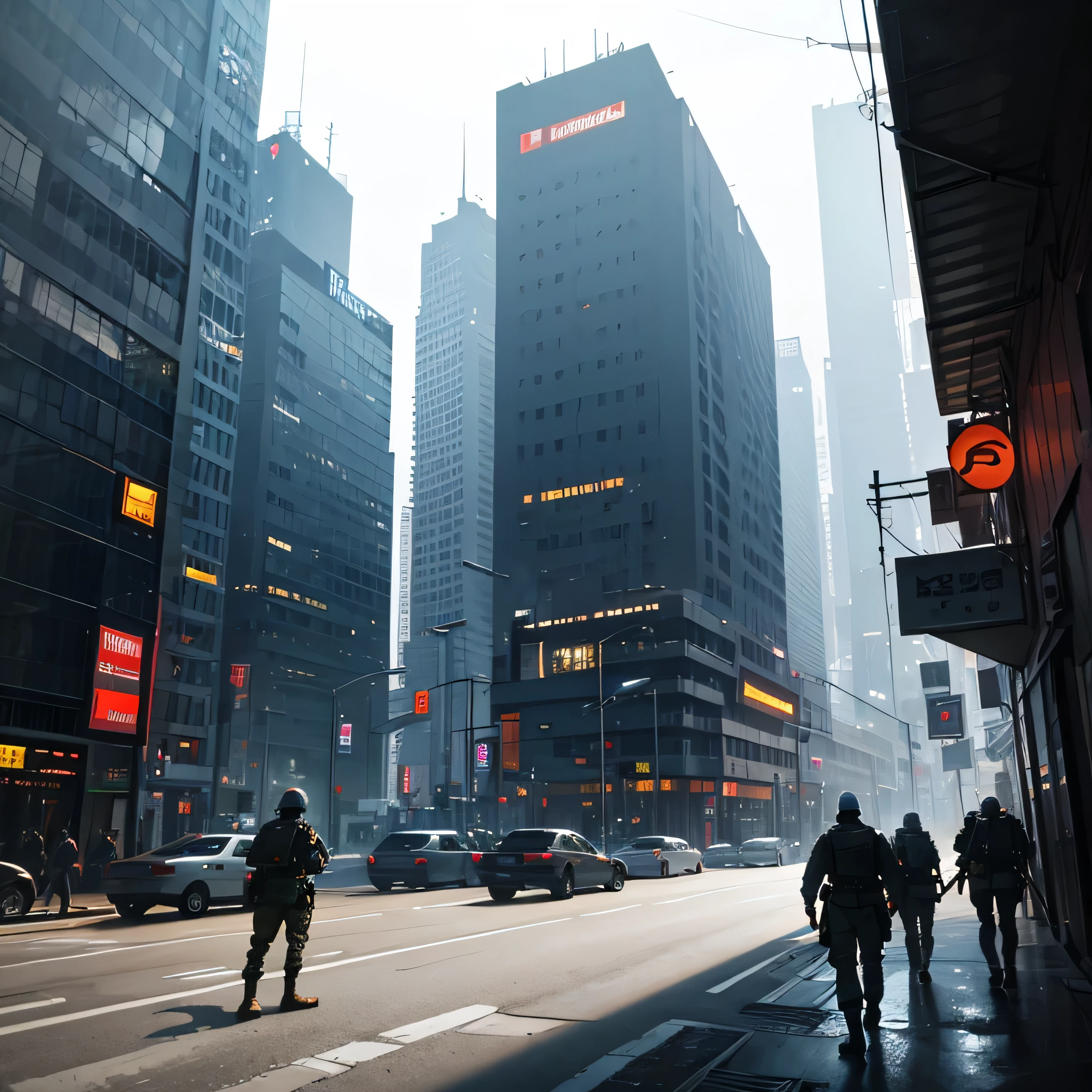 Cyberpunk scenery, Combating soldiers