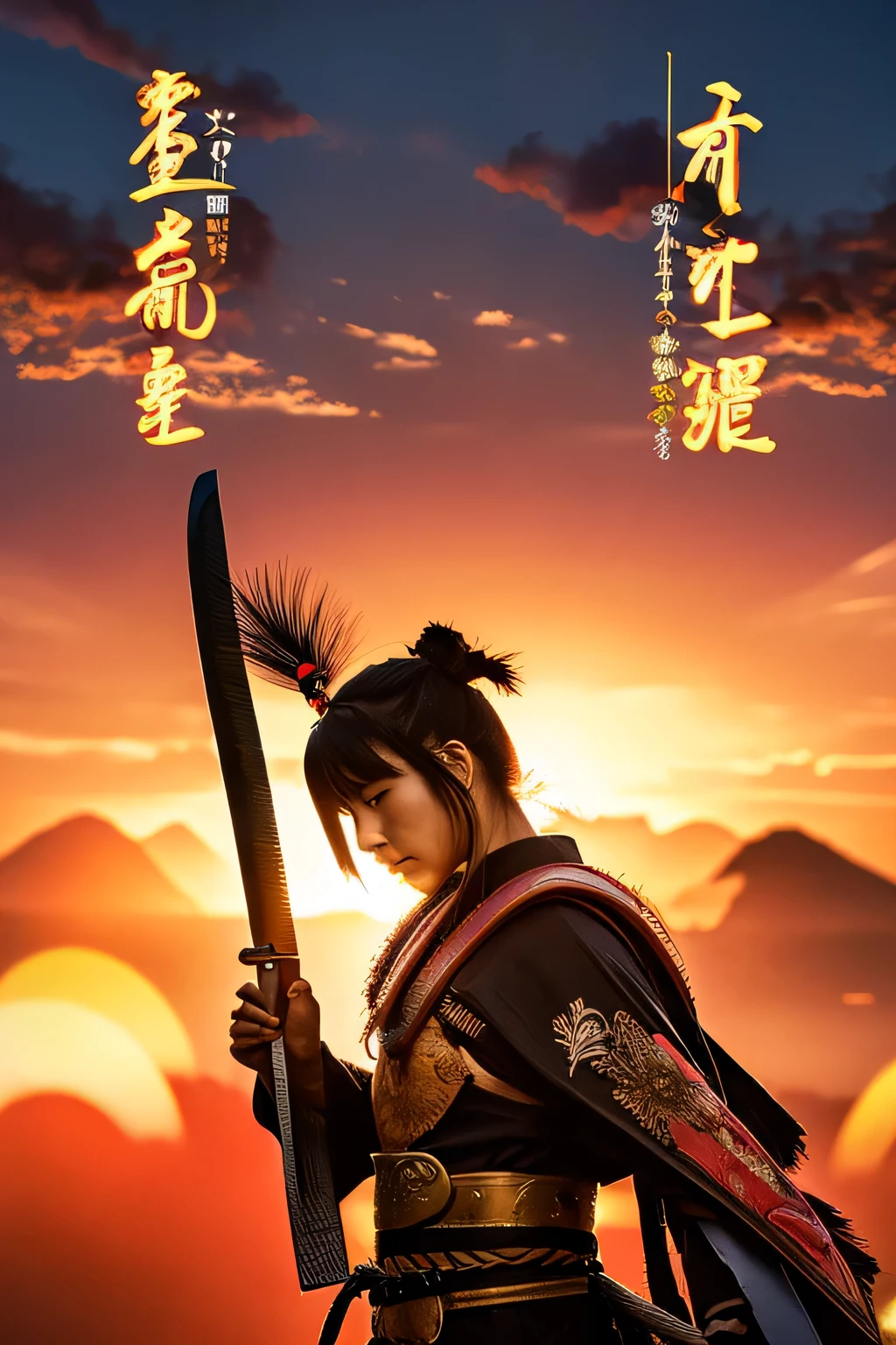 Sengoku period Japan　warrior　sunrise