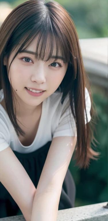 (8k), (highest quality: 1.2), (Realistic), (Realistic: 1.37), Ultra-high resolution, 1 girl, Head to knee photo、cute, smile, Mouth closed, Beautiful details, Beautiful Nose, whole body, Wet Hair,Wet body、  Large Breasts、Saggy breasts、Soft Breasts、Voluptuous thighs、Odd Eye、Heterochromia iridis