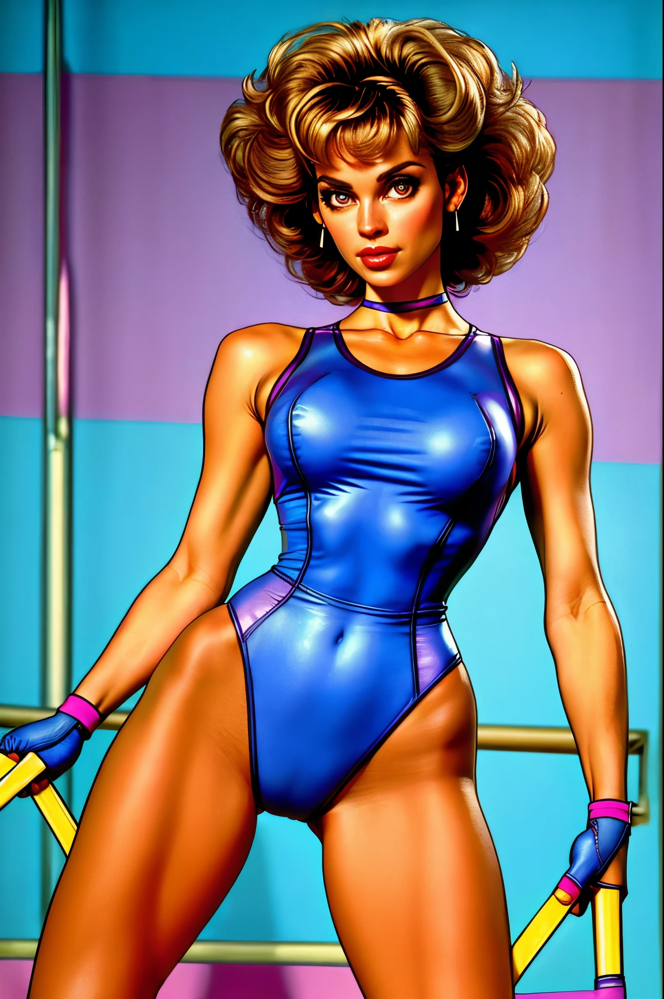 Eighties woman, leotard, aerobics