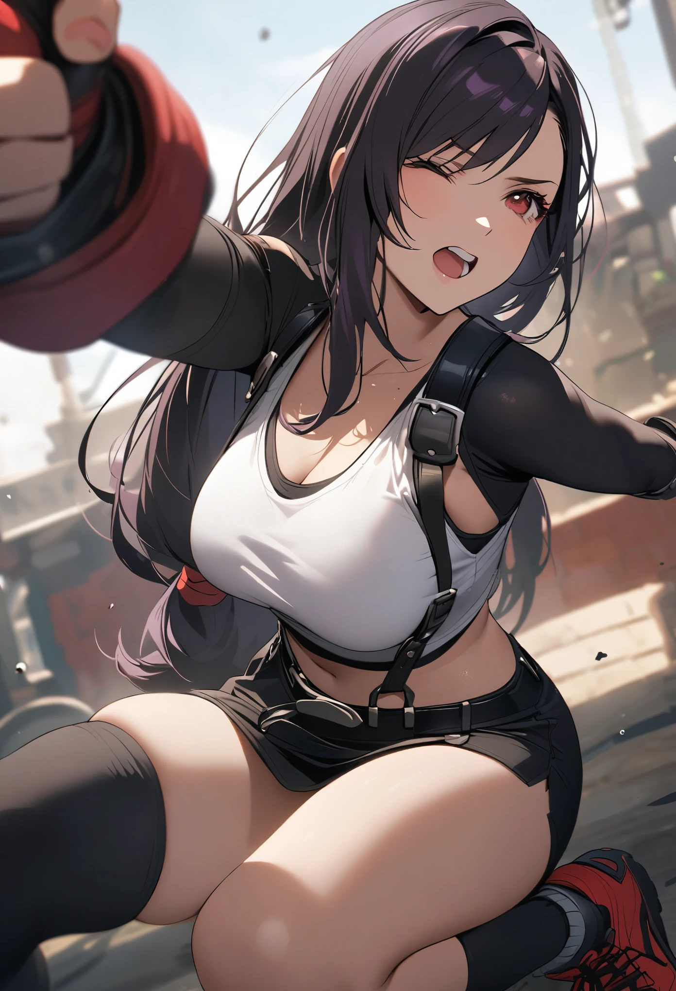 Tifa  Lockhart with purple hair 