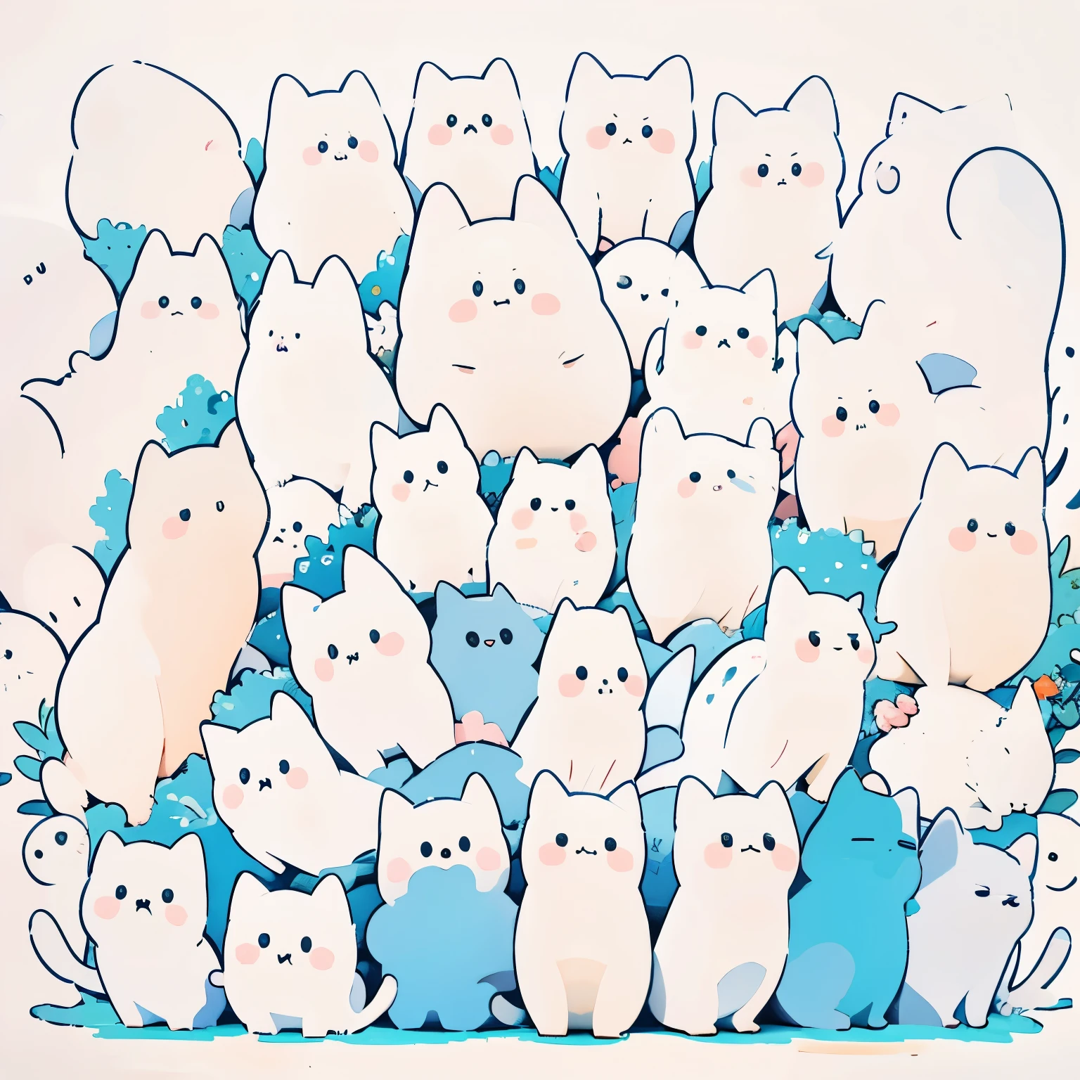 1 cute cat, white body