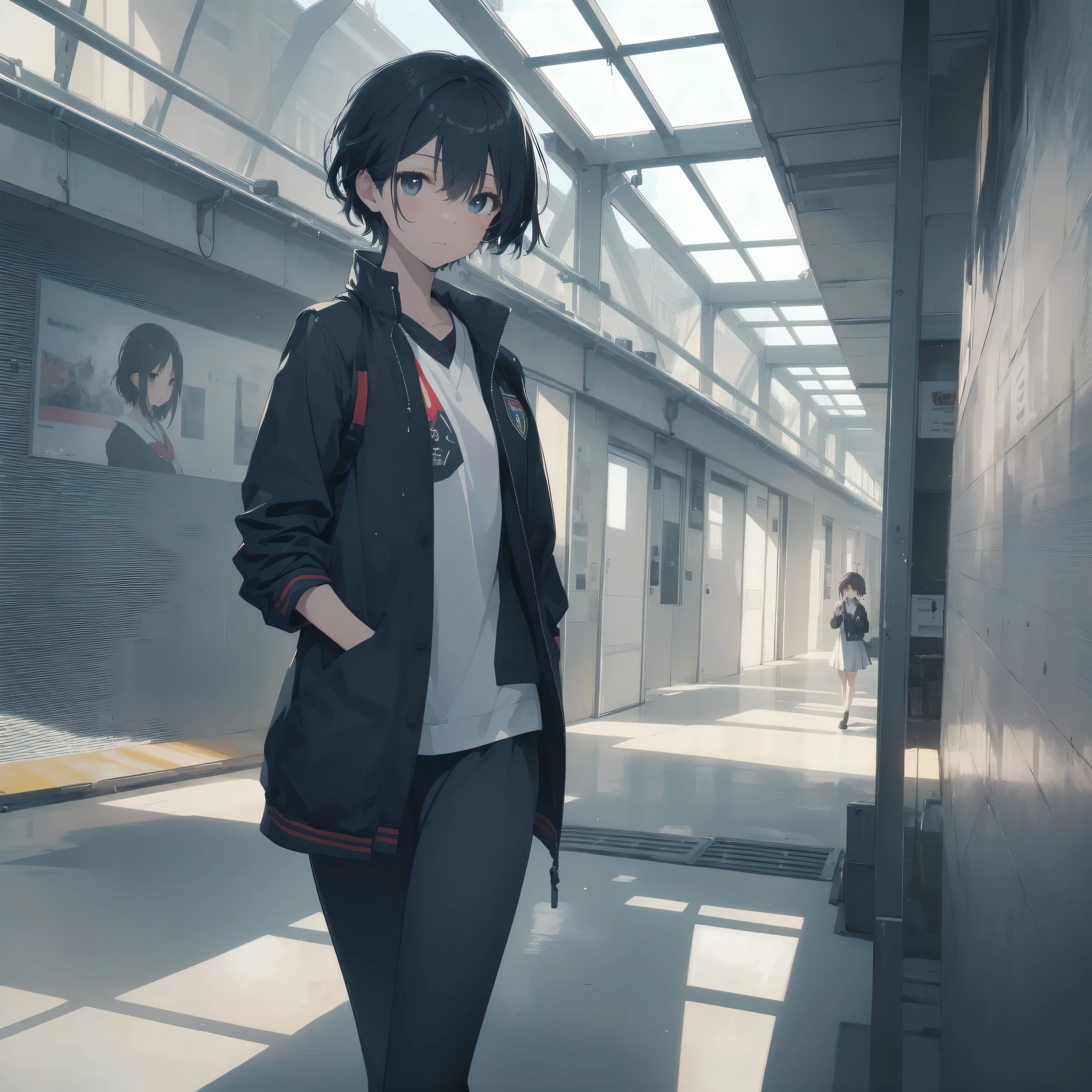 ultra-absurdres-Top quality by artist God, ultra-detailed, high resolution, anime moe artstyle, best anime 8k konachan wallpaper, pixiv contest winner, pool:2810, perfect anatomy,break, 1girl, (Please draw a girl walking sleepily to school alone. )break,(Solo,little female, 13-year-old:1.3),Full limbs, complete fingers,a junior high school student, (very short hair), short cut, flat chest, , small butt, small black eyes, beautiful detailed eyes, well-proportioned iris and pupils, expressive eyes, highres detailed hair, soft expression, salor school_uniform, sailor collar, serahuku, bow, pleated skirt,(Detailed Lighting), (Detailed background), in the School commute route. break,super detailed skin, Best cinematic lighting powered by famous artist, 8k,beauty illustration,photoshop_(medium),very aesthetic,break,((artist:hews )), artist:clamp ,artist:carnelian ,artist:kantoku ,
