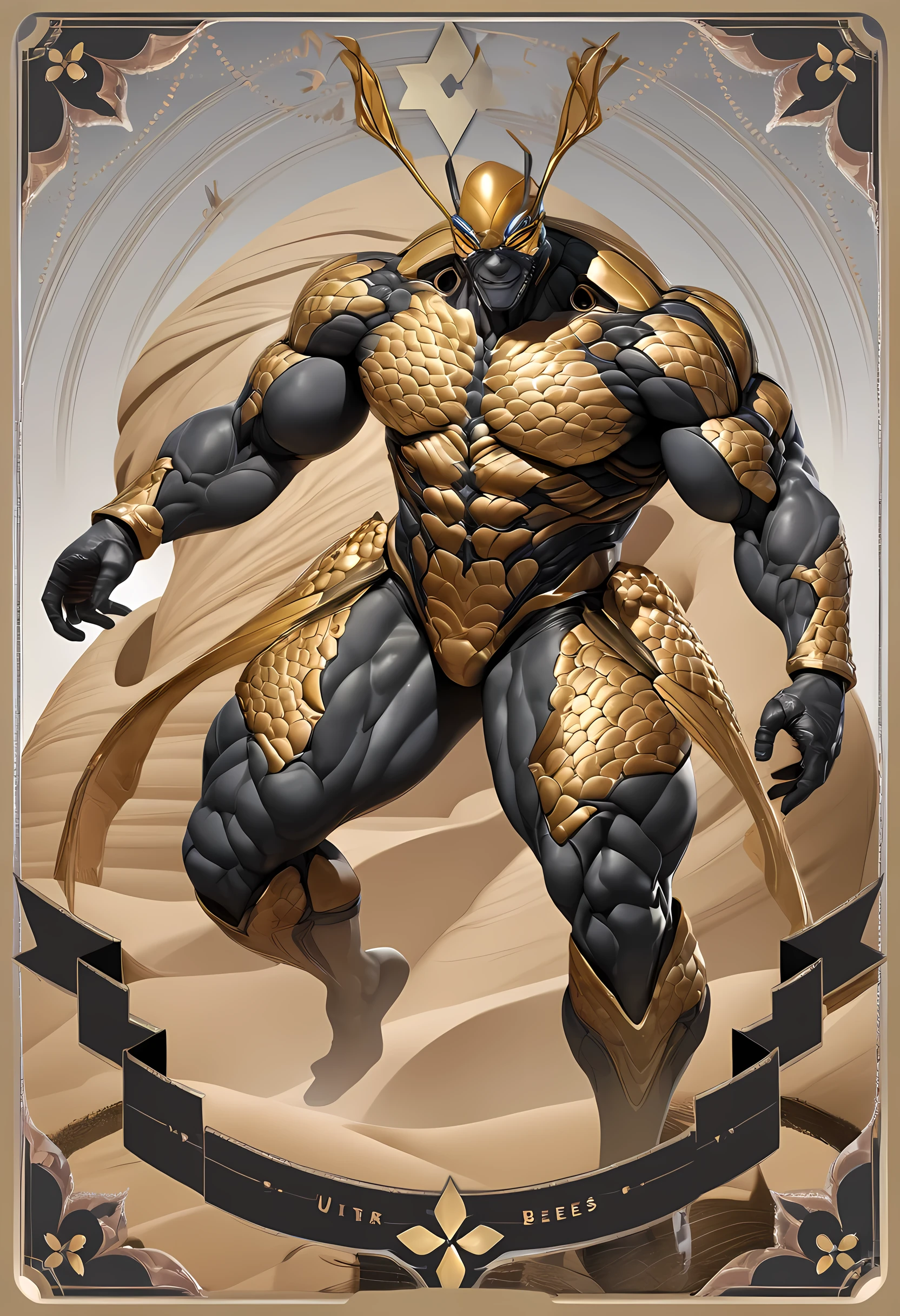 ((absurdres)) perfect whole body, ultra photorealistic, top quality, Photorealistic, ((16k UHD)) High Definition, high-res, ultra sharp, masterpiece, the best quality, intricate details, detailed eyes, perfect face detailed face, (((in the sandy desert))) orange goggles, masterpiece, highly detailed exquisite character art, perfectly detailed anatomy, detailed body, detailed pecs, pecs, thick thighs, thick, beefy body (((cinematic light))), ultra-realistic, (((1male))) ((tall muscular man male humanoid)), bald, humanoid yellow skin, big eggs, bee anatomy, deity, god of honey bees, humanoid black & yellow skin tone, yellow hue, powerful humanoid appearance, compound eyes, metallic scales, scales. Metallic armour, smiling face, strong jaw, high cheekbones, pecs, sexy pose, elf ears, glossy skin, large smirking face, flying in the sky, mandibles, Antenna, honey, ((male muscular stripe black & yellow humanoid insect honey bee)) (((yellow skin))), (((black skin)))