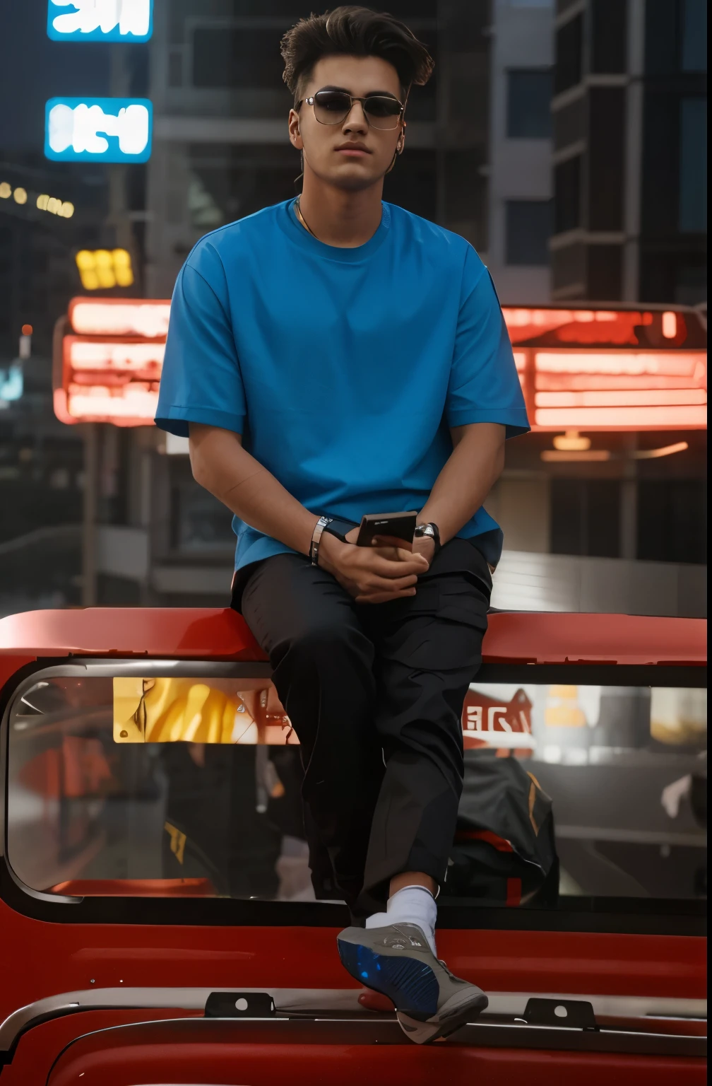 Change background cyberpunk handsome boy,realic face 8k,ultra realistic