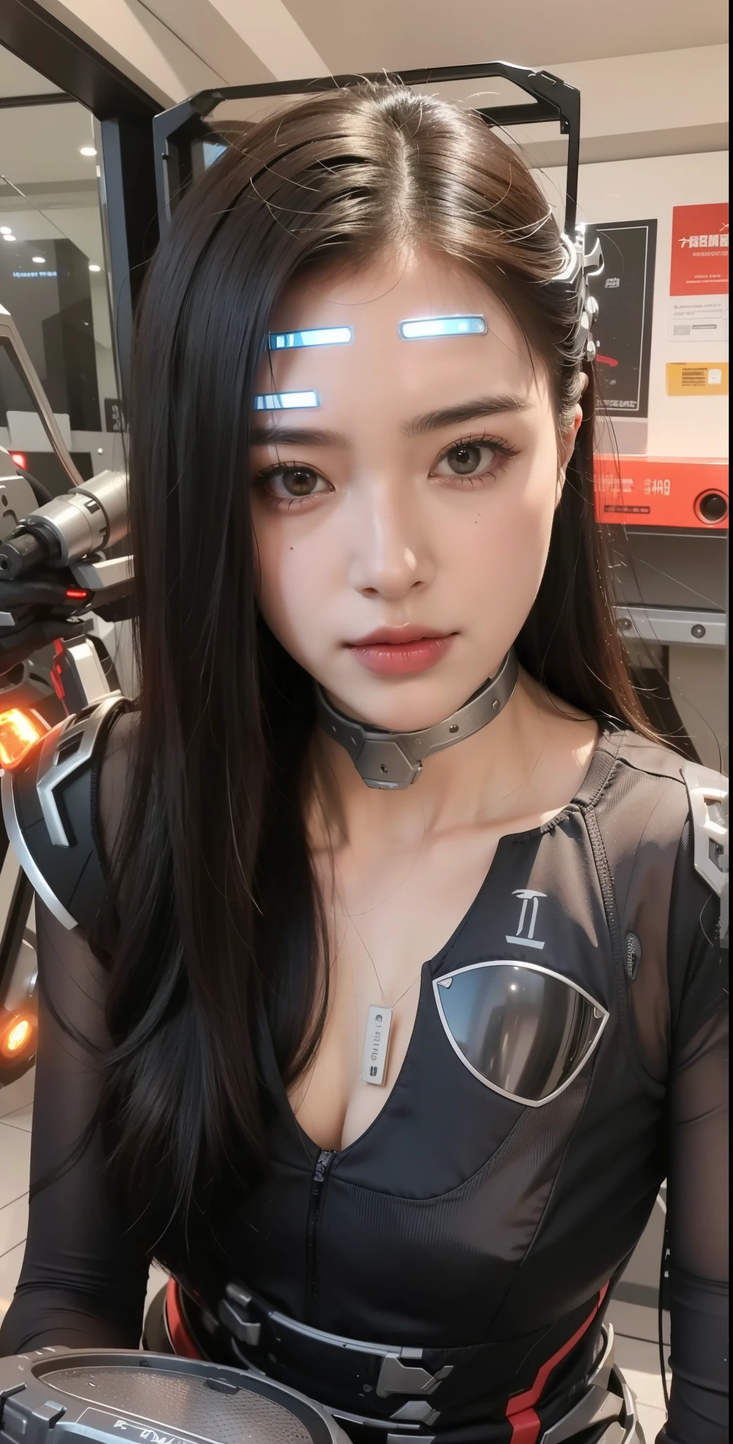 Futuristic high-tech style,best quality,Fairy Skin,(every time :1.2),eternal,Ultra Detailed,Practical,high quality,Light,Light线追踪,Ultra HD,upper body, Future Iron Man Mech,shooting,Battery,Transmitter,Large caliber artillery,Rostlan 8K,Armored Girl,Wearing a cyberpunk technology helmet,Warframe Helmet,With breathing Light,The armor of the future shines,Armed Cannon,High-tech armor,Mechanical fuselage,There is a machine on the face