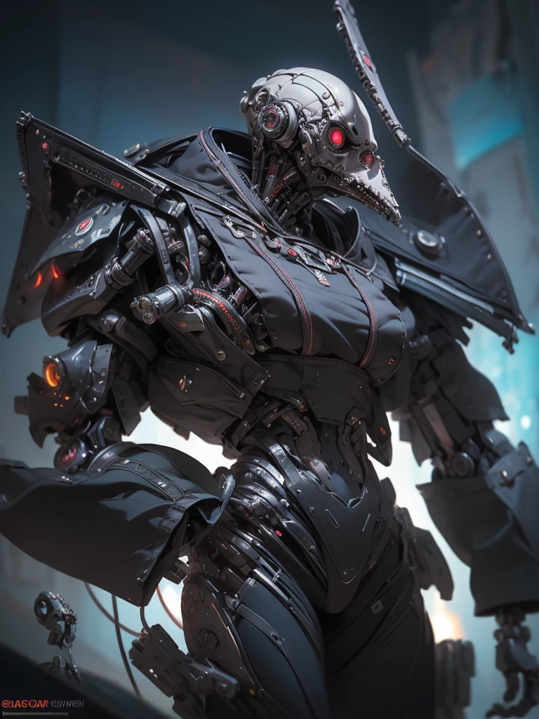 Topic prompt: "black, death scythe, hellish horror, view, torn clothes, looking down, illustrations, high resolution, ultra detail, dark fantasy, sharp focus, vibrant colors, dramatic lighting, bokeh." ". female robot pilot, mechanical creature, electronic wires transmit computer nerves, girl's face, dystopian surrealism, Alex Rice Zdzisaw Beksinski Giger, very intricate details, Chinese woman demon, deep glowing eyes contain galaxies, head contains nebula, deep aesthetics, concept art, carved silver circuits, diodes, resistors, semiconductors, ornate.