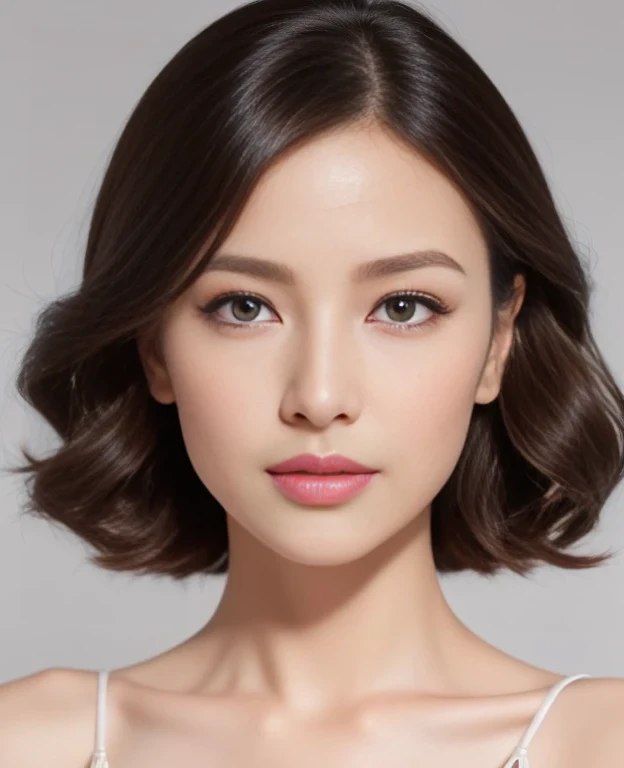 (best quality、8k、Best image quality、Award-winning works)、A beautiful mature Asian Korean woman、(studio background:1.1)、(Elegant and beautiful perfect dress:1.3)、plump, shiny lips、(Look away:1.1)、Professional lighting、Brighten your face、(Very short hair,Loose curls:1.1)、(Wrinkled face:1.05)、(wrinkles around the eyes:1.05)、(Nasolabial fold:1.05)、(small wrinkles:1.05)、)、Elegant and flawless makeup、Ultra HD Beauty、ultra hd hair、Ultra-high definition bright eyes、(Shining Ultra HD Skin:1.1)、Ultra high resolution glossy lips、(Precise anatomical structure:1.1)、ultra hd hair、Wear formal clothing