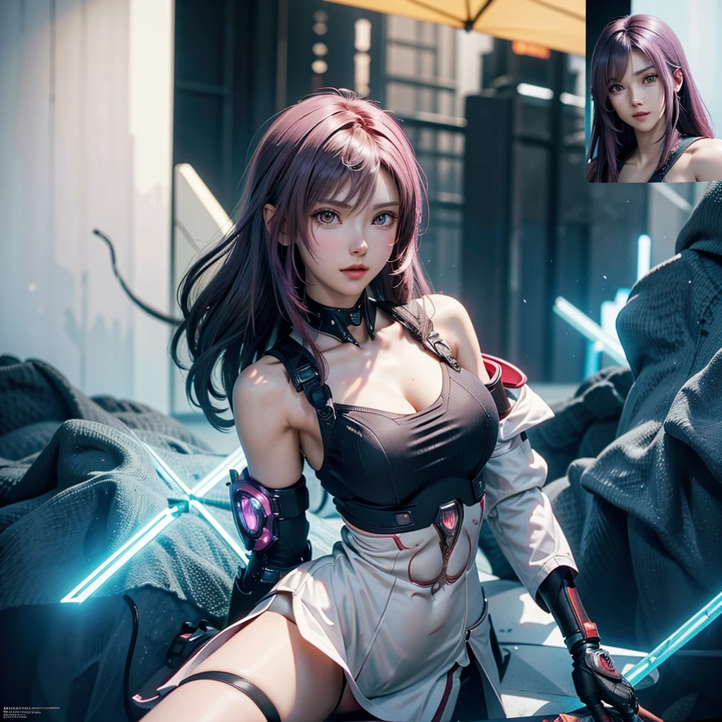 1girll,araffed robot with a gun and a gun in its hand, Seductive body,Super cute girl,Monster background,Godzilla background,Huge mech back, female mecha, wlop and krenz cushart, 4k highly detailed digital art, anime robotic mixed with organic, High quality digital concept art, by Krenz Cushart, cyberpunk anime girl mech,Pink and white mech, girl in mecha cyber armor, Impressive face, delicated face,facial closeups,Elaborate Eyes, Handsome fighting stance,Particle,High detail in light and shadow,Push back feeling,future warrior,Exquisite body details,Best Tech Poster,Best 4k anime wallpapers,Reasonable body structure,Short pink and white hair,Hair details of the mechanism,Reasonable body structure,laser,wing,Cool weapon,A body,Reasonable body structure