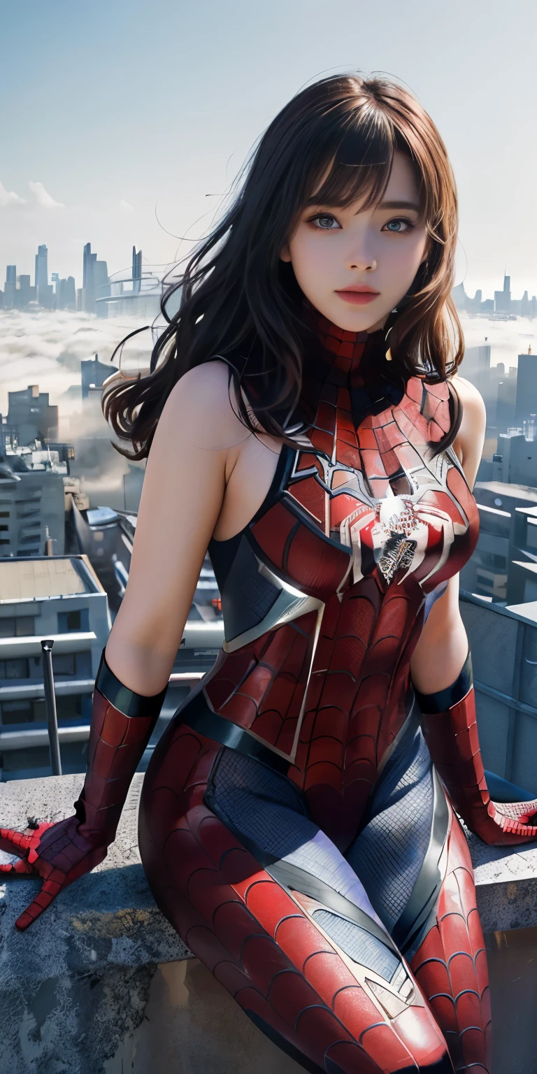 (Girls:1.3), duo, sakura and Hinata (((Very detailed face)))), ((Very detailed eyes and face)))), Beautiful detail eyes, Body parts__, Official art, Unified 1k photo, Super detailed, beautiful and beautiful, beautiful, masterpiece, best quality, original, masterpiece, super fine photo, best quality, super high resolution, realistic realism, sunlight, full body portrait, amazing beauty, dynamic pose, delicate face, vibrant eyes, (from the front), She wears Spider-Man suit, red and black color scheme, spider, very detailed city roof background, rooftop, overlooking the city, detailed face, detailed complex busy background, messy, gorgeous, milky white, highly detailed skin, realistic skin details, visible pores, clear focus, volumetric fog, 8k uhd, DSLR, high quality, film grain, fair skin, photo realism, lomography, futuristic dystopian megalopolis, translucent in cow girl position
