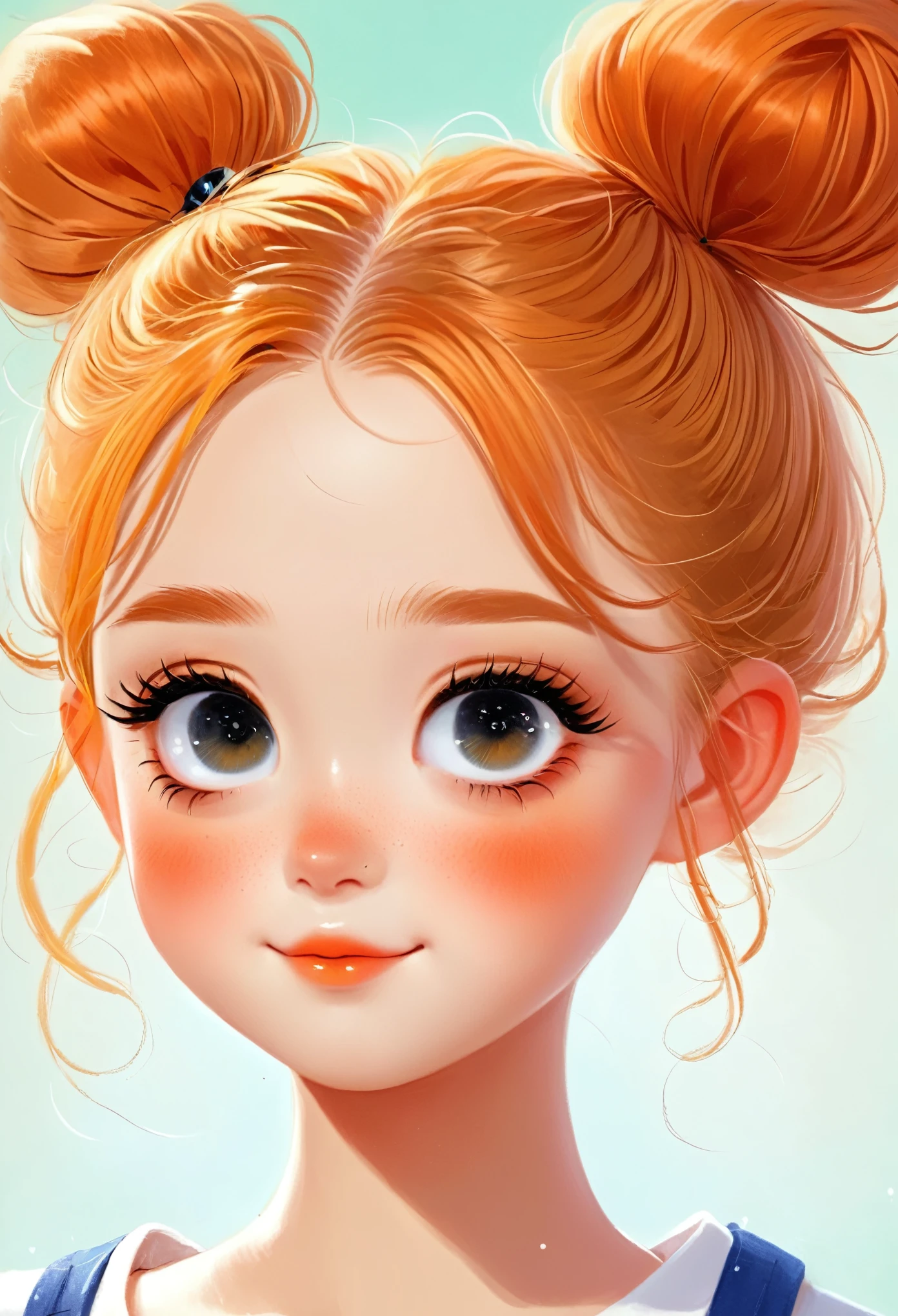 There is one with a ponytail， Orange Hair, Cute digital painting, Cute digital art, Beautifully detailed digital art, Realistic cute girl drawing, cute cartoon character, Kawaii realistic portrait, cute cartoon, Young cute face, cute portrait, cute cartoon, Digital Cartoon Art, Cute kawaii girl, Lovely characters, portrait cute delicate face, Cute expressions,（avatar,Sportswear）,Big head and cartoon characters,