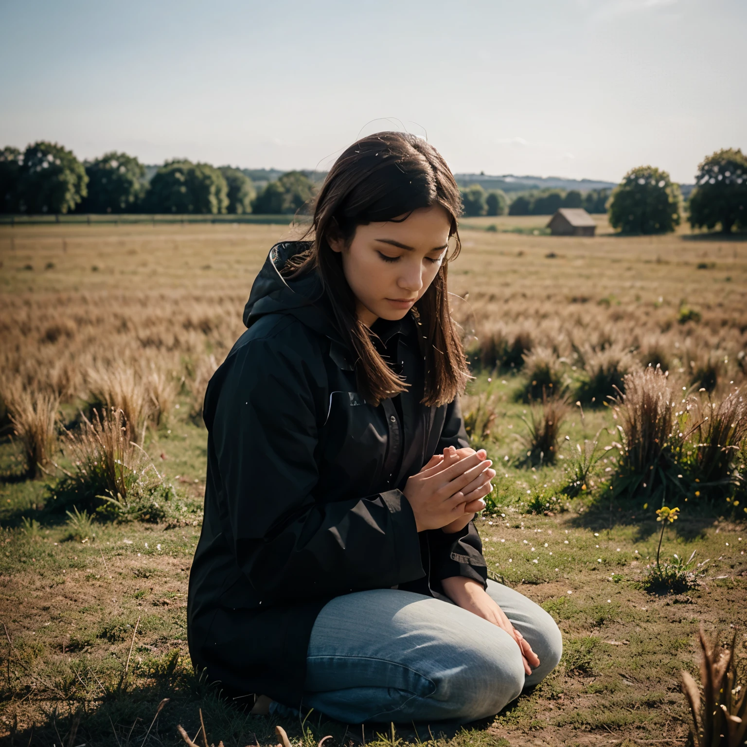 praying in a field