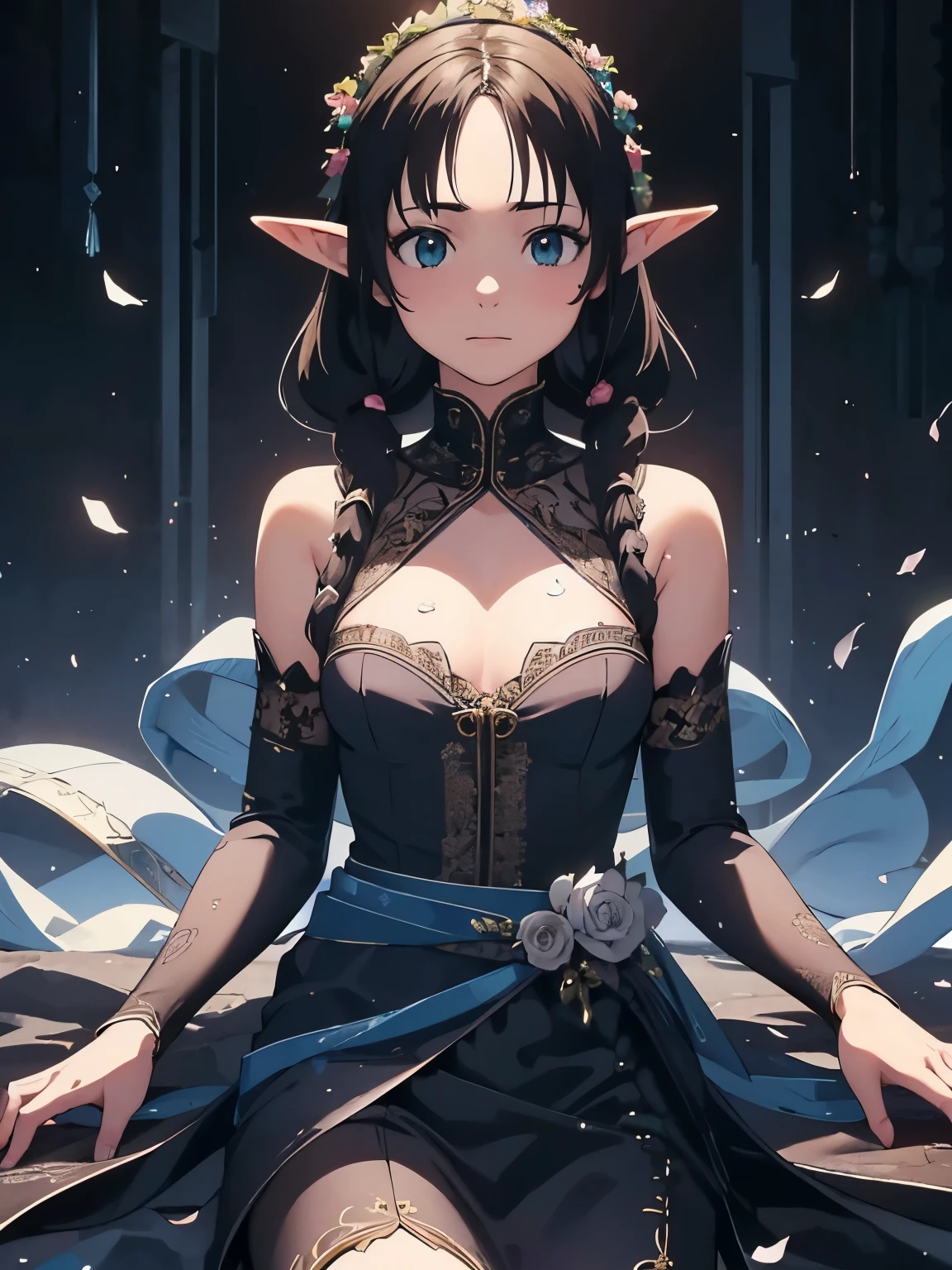 (tiny village with crowds of tiny people: 1.2), (tiny crowds of people from above: 1.5), (crowds:1.2), (a tiny village with crowd of adventurers on a tiny hill in front of the breasts of a giantess: 1.2), a giantess looming over tiny adventurers on a tiny hill, (tiny adventurers: 1.1), (crowds of adventurers on a tiny cliff in front of a girl: 1.4), (crowds of tiny armies on a cliff: 1.5), (height_difference:1.2), (size_difference:1.1), giantess girls in the background, simple background, (dark deep forest:1.1), (giantess:1.1), (collarbone), upper body, giantess girls in the background, multiple girls, (2girls:1.4), (giantess:1.1), deep dark forest, hills, cliffs, tiny village, dark forest, (giantess:1.2), elfgirl, huge shiny breasts, naked, nipples