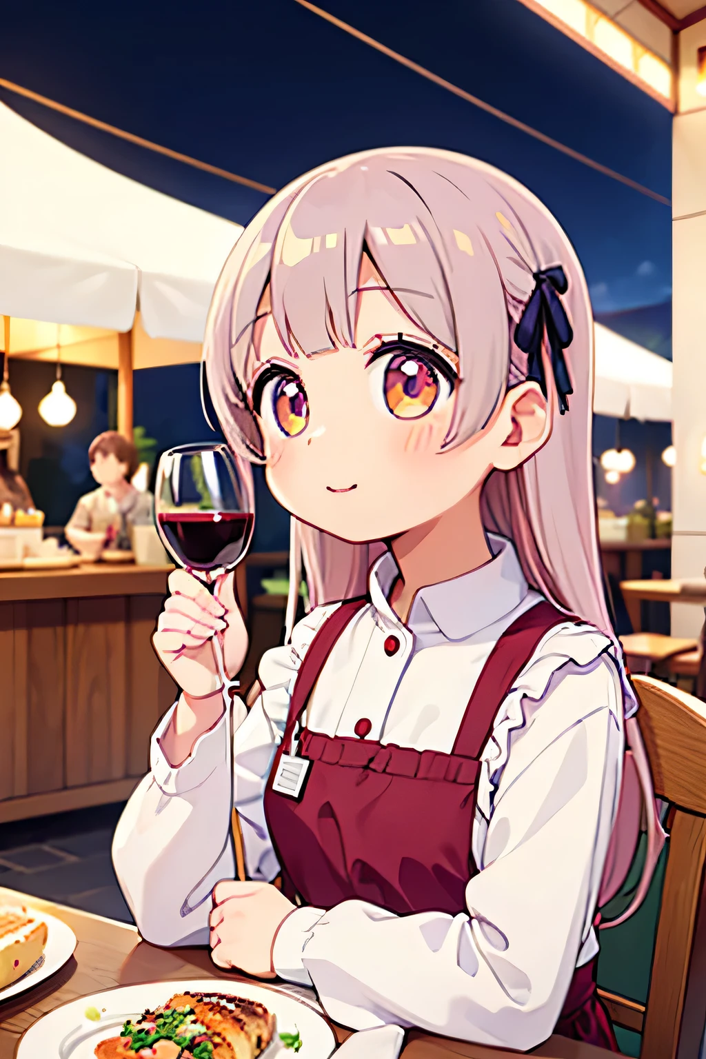 highest quality、High resolution、Detailed Background、(Beautiful face in every detail:1.4)、Anatomically correct、(Detailed facial expressions)、(Detailed eyes:1.2)、(Detailed eyes:1.2)、Beautiful girl in her 20s、(Highly detailed face:1.4)、Brightly colored hair、well-groomed eyebrows、Cute Eye Makeup、Cute Lip Makeup、Cute clothes with little exposure、Wine Festival、Feeling happy、Summer evening、A winery with a beautiful garden、Wine Festival、

Enjoy music and performances while sipping wine and delicious food、

Visit the colorful tents and booths々I enjoy a wide variety of wines.、
people々I am enjoying a wine tasting with a glass in my hand and am impressed by the taste of the wine in my mouth.、Around the venue, there are food trucks and restaurant booths where chefs serve delicious dishes.、To enjoy the pairing with wine々Hasama々I try new dishes and share them with my friends and family.