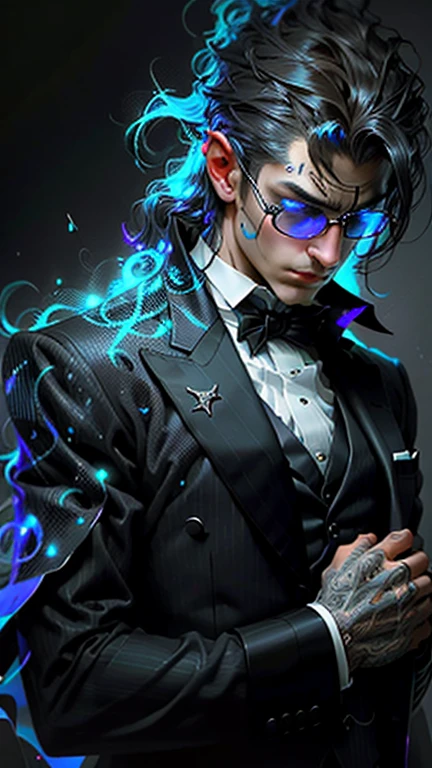 Illusionist wearing a mystical top hat with a dark, super realistic theme
