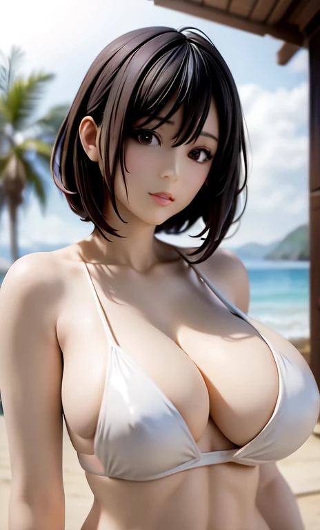 arafed asian woman in a white shirt and white bikini posing on a beach, photo of slim girl model, wearing two - piece swimsuit, young skinny gravure idol, young pretty gravure idol, young gravure idol, 2 4 year old female model, young sensual gravure idol, heonhwa choe, bae suzy, realistic young gravure idol