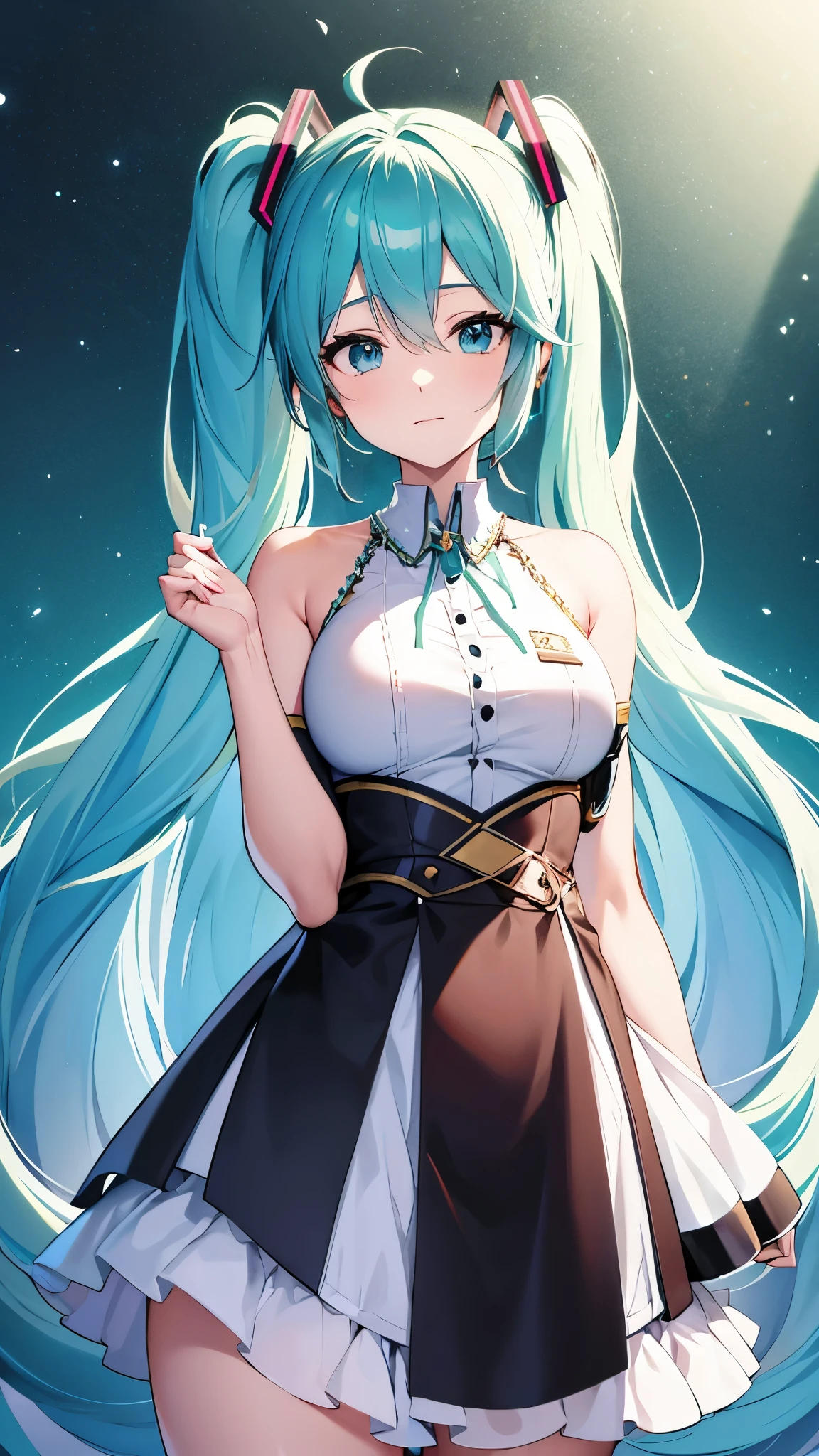 Girl
Blue eyes, dark dark green hair
Voluminous dark green hair
Straight long hair
Powerful gaze, leaning eyes, looking at you
Sparkling eyes
Dresses like Emilia from “Re:Zero kara Hajimari no Isekai Seikatsu
White armor dress
White with a purple one-pointed pattern on the side
Large white cape
Purple hairpin
Standing in a dark room
Focus on face
Fresh smile
Focus on the face
Big droopy eyes
Blue eyes
Cute expression