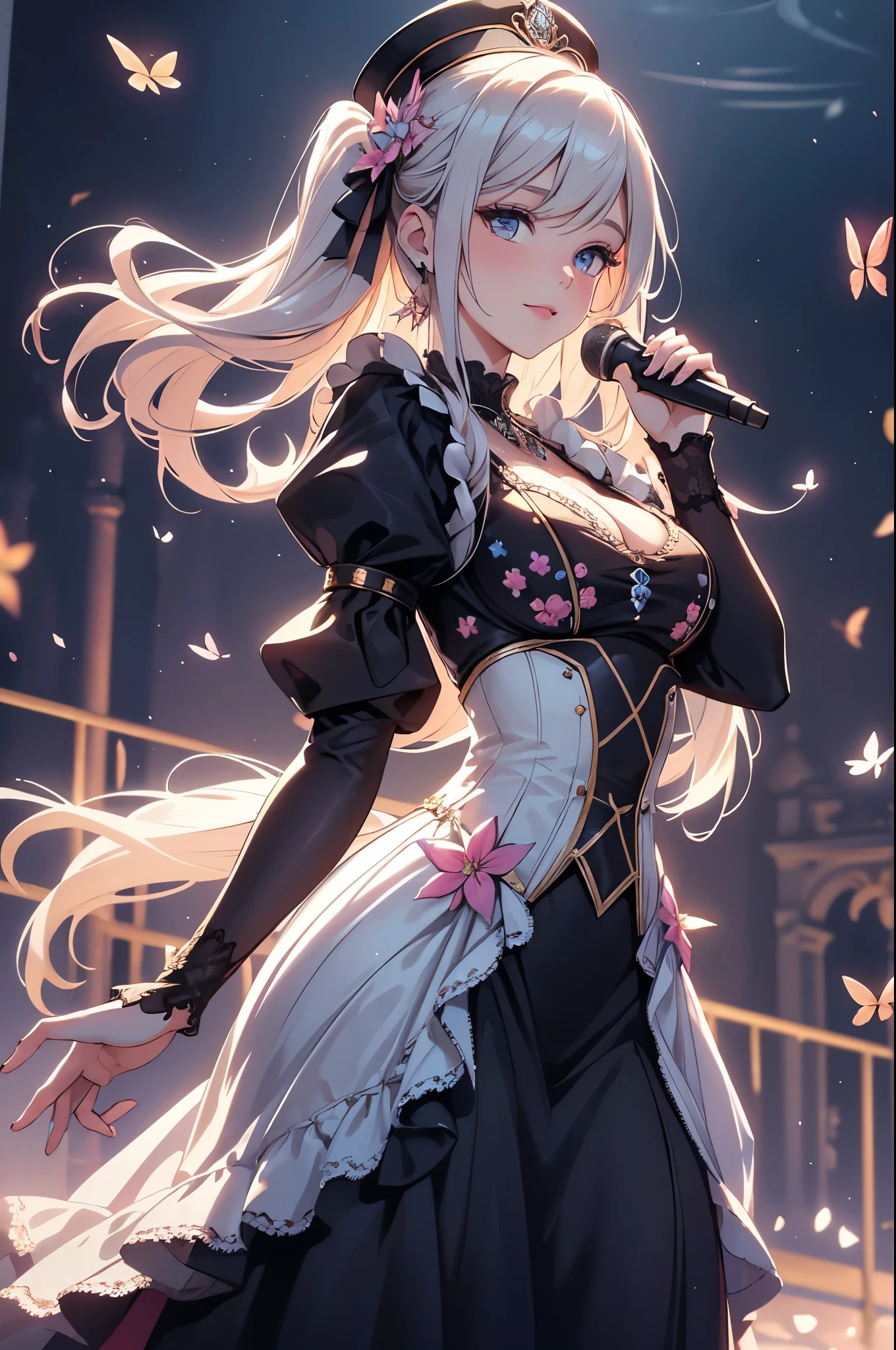 ((masterpiece, best quality)),Idol singer,Royal sister,sunglasses,Pure white background,Detailed face,Smile,whole body,Perfect body proportions,Glowing milky white eyes,sexly,Tattoo,extremely beautiful,transparent,High heel,Fishnet stockings,Star decoration,