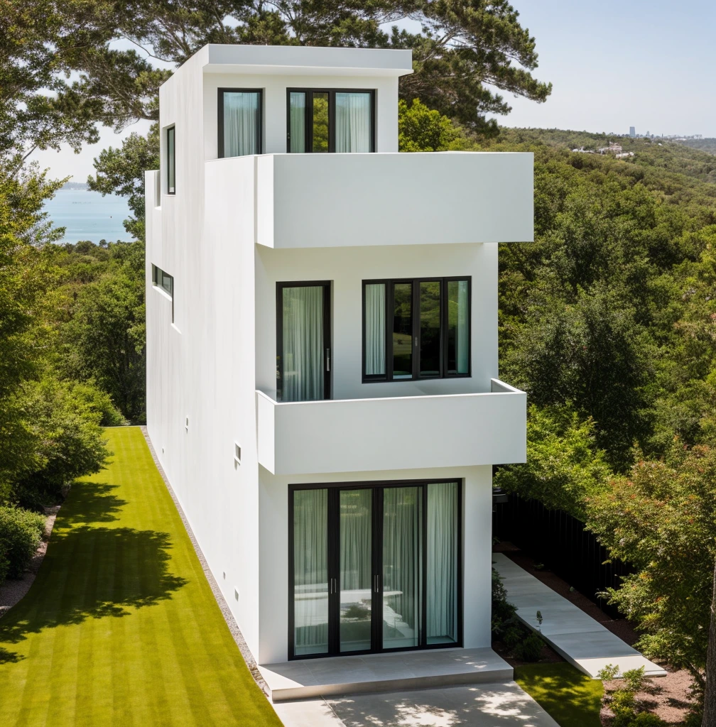 (Stunning residence) architecture, modern design, breathtaking view, luxurious interiors, seamless integration with nature, floor-to-ceiling windows, open concept living spaces, minimalist aesthetics, natural lighting, sleek finishes, expansive outdoor areas, infinity road, panoramic sidewalk.