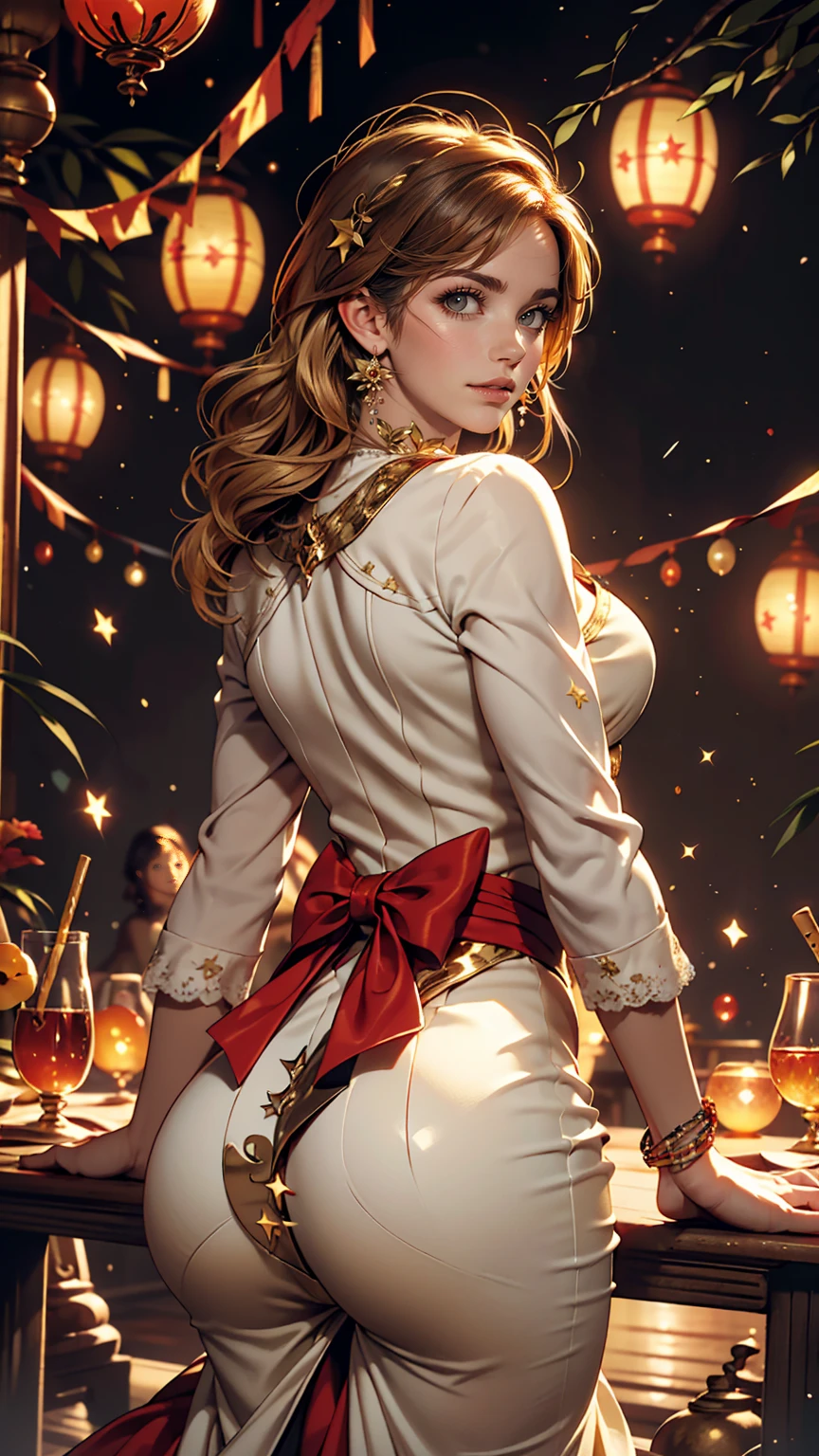 Leila (masterpiece), (highest quality), (Super detailed),(Disheveled Hair),(figure), (1Girl), Beautiful fine details,Delicate and beautiful face,FloatinG,(hiGh saturation),(Colorful splashes),Colorful bubbles,(shininG),Focus on the face, sittinG inside a Glass ball, G;ass caGe, Golden stars and lanterns