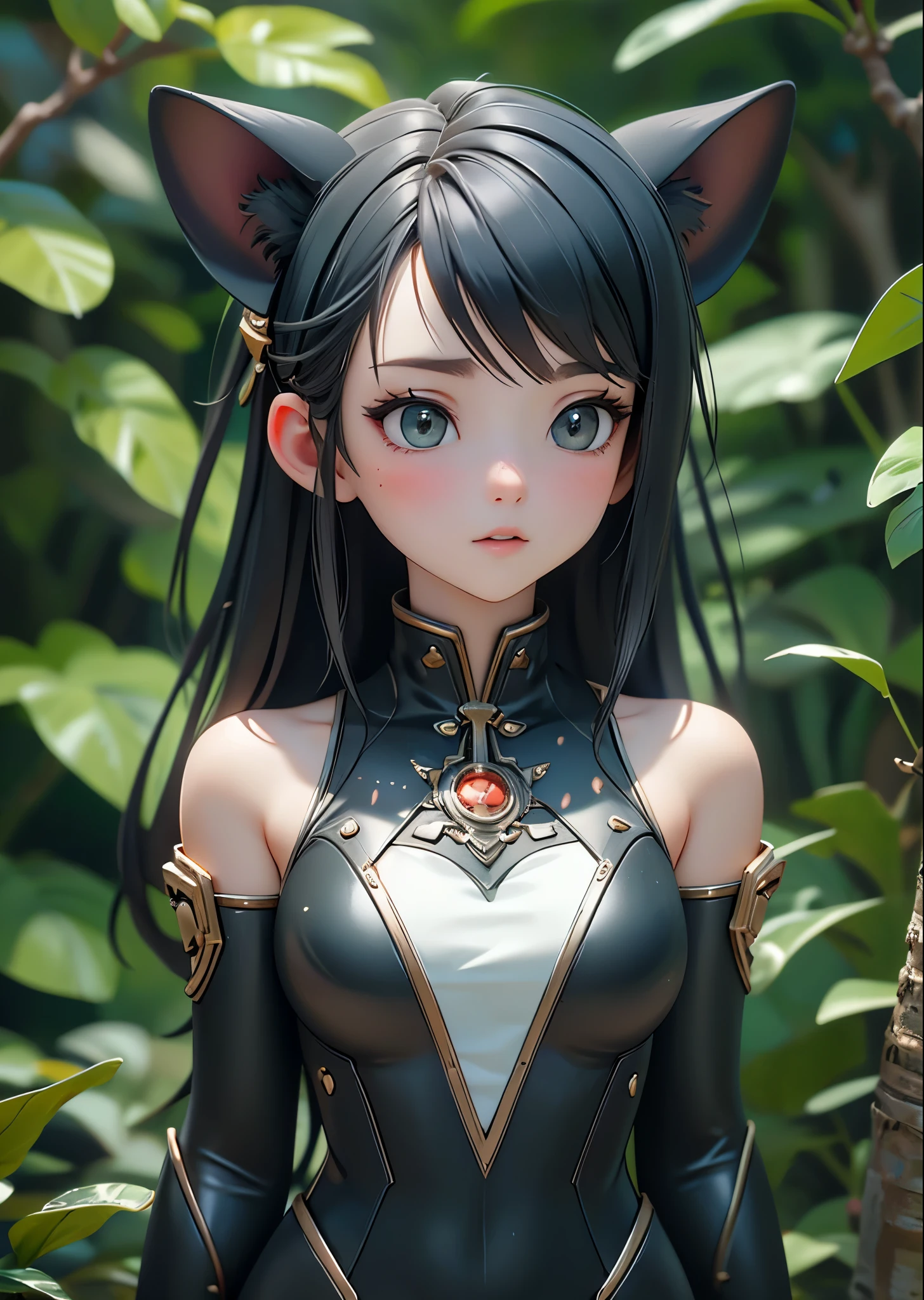 masterpiece, highest quality, (Very detailedな CG Unity 8K 壁紙), (highest quality), (Best illustrations), (Best Shadow), Floating in the air、Land with vines at its base , There are tropical rainforests on both sides, A waterfall cascades down from above, Isometric 3D, Octane Rendering, Ray Tracing, Very detailed