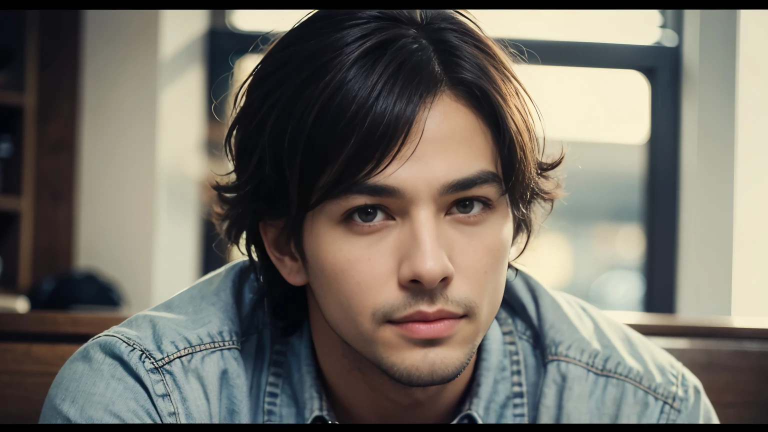 musician、Breezy, Handsome man in his 40s、(Super cool S-class guy)、Japanese Male, 40 years old、、Photo taken in a cafe、a handsome guy、(CG Unity 8K high resolution photo)、(Very detailedSA handsome guy in class)、(Realistic)、(highest quality))、Very detailed、super high quality、expensive、audience、kind person、Very beautiful hair Perm Hair、Bright photo、Handsome like a model、Handsome like an idol、Looking at the camera、inside a stylish cafe、Stubble