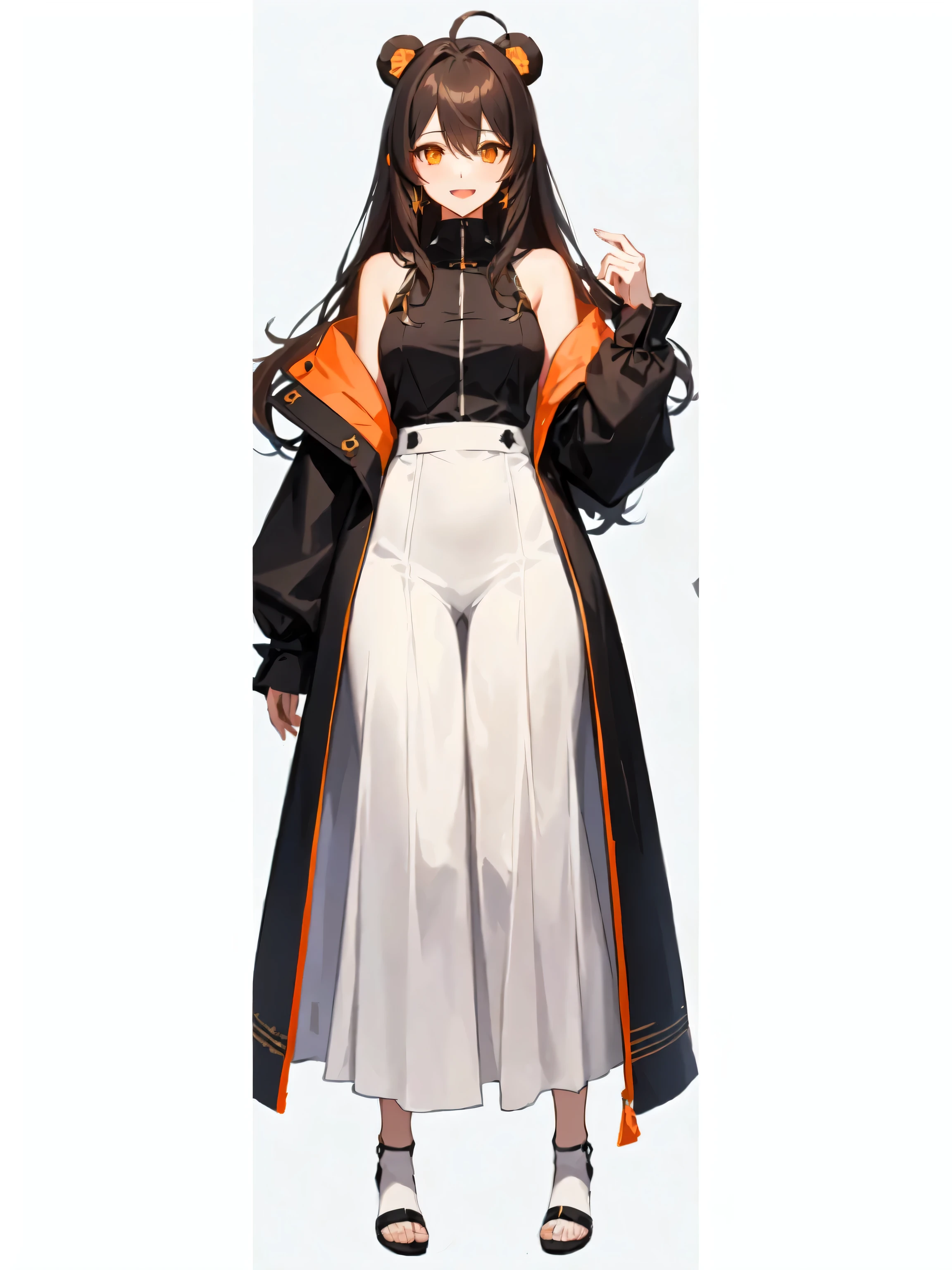 Anime-style image of a woman in black and white clothing, From Girls Frontline, Girls Frontline Style, AnimeAlbedo from Overlord, Anime full body illustration, Azur Lane Characters, Anime female full body art, ufotable art style, Female Anime Characters, Anime VTuber Full Body Model, Albedo from Overlord、Laughing with mouth open