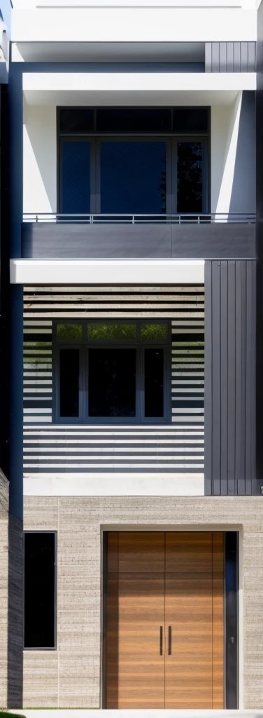 a view of a modern home with a large front yard, main material by white wall and stone and wood, 1 road runs in front of the house, (RAW photo, real, best quality, masterpiece:1.2), look morden minimalist, 1 road in front of the house, shime ring light, light brighteness from indoor:1.2, dynamic lighting:1.3, (hyper realistic, photo-realistic:1.2), high quality, day lighht, hight contrast :0.5 perfect lighting, archdaily, award winning contemporary, contemporary masterpiece, well-designed masterpiece, large modern residence, neotraditional modern, wide angle exterior 2022, midcentury modern, contemporary house, hip modern vibe, a long-shot from front, award winning modern design, stunning lines, residential, subtle detailing,Green tree in front of the house, sunset light