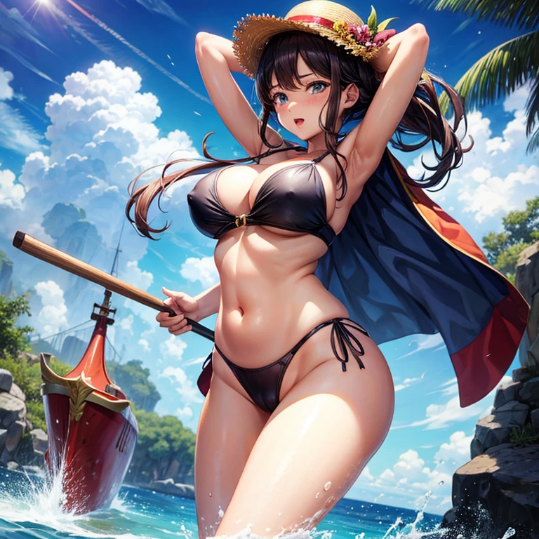 regatta、Girl riding a canoe、beautiful girl、Camel Toe、Giant tit、Nipple Puffs、Cleavage、Plump、Super big breasts、Super big butt