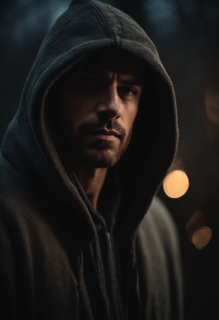 Make me a portrait of a guy in a hood