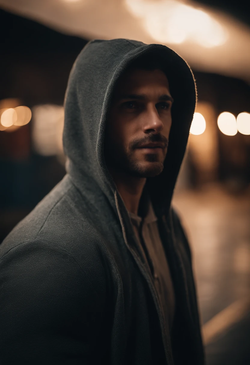 Make me a portrait of a guy in a hood