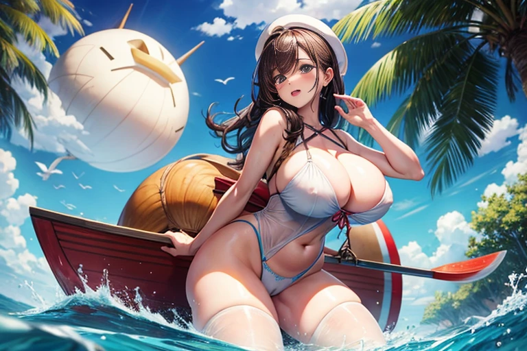 regatta、Girl riding a canoe、beautiful girl、Camel Toe、Giant tit、Nipple Puffs、Cleavage、Plump、Super big breasts、Super big butt